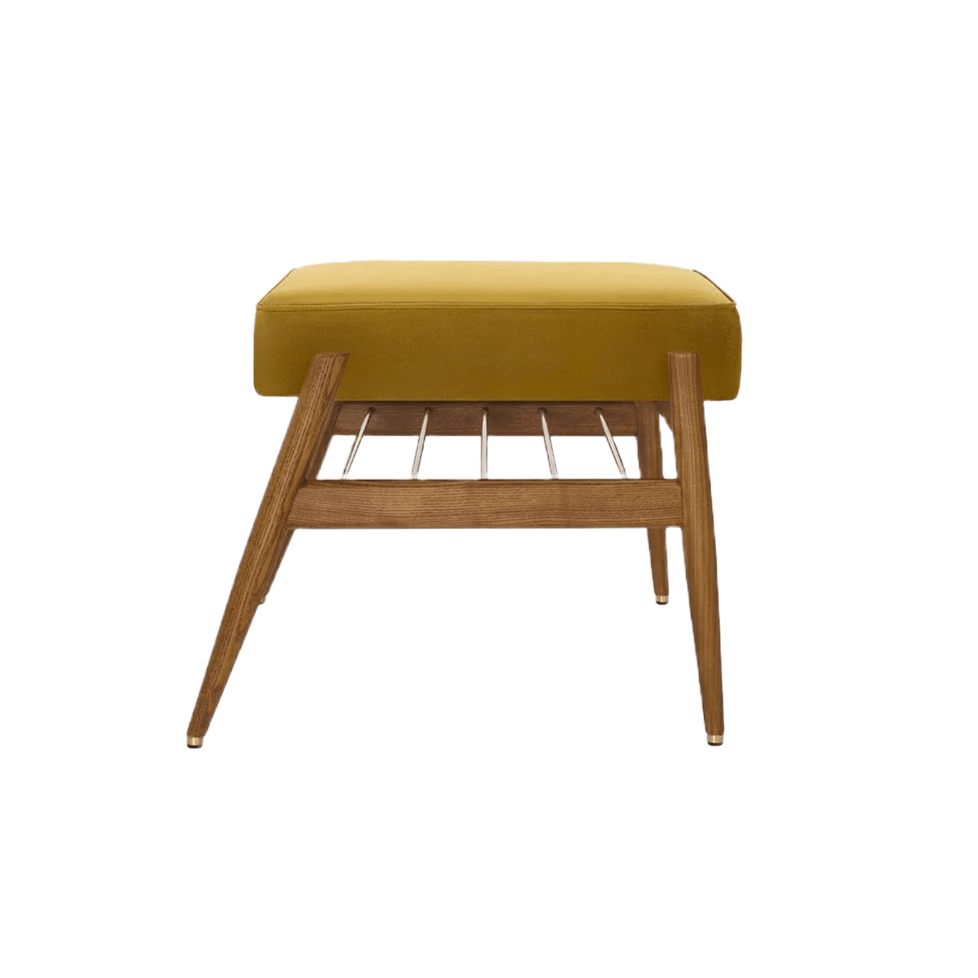 Podnóżek FOX żółty w tkaninie Shine Velvet Mustard 366 concept Eye on Design