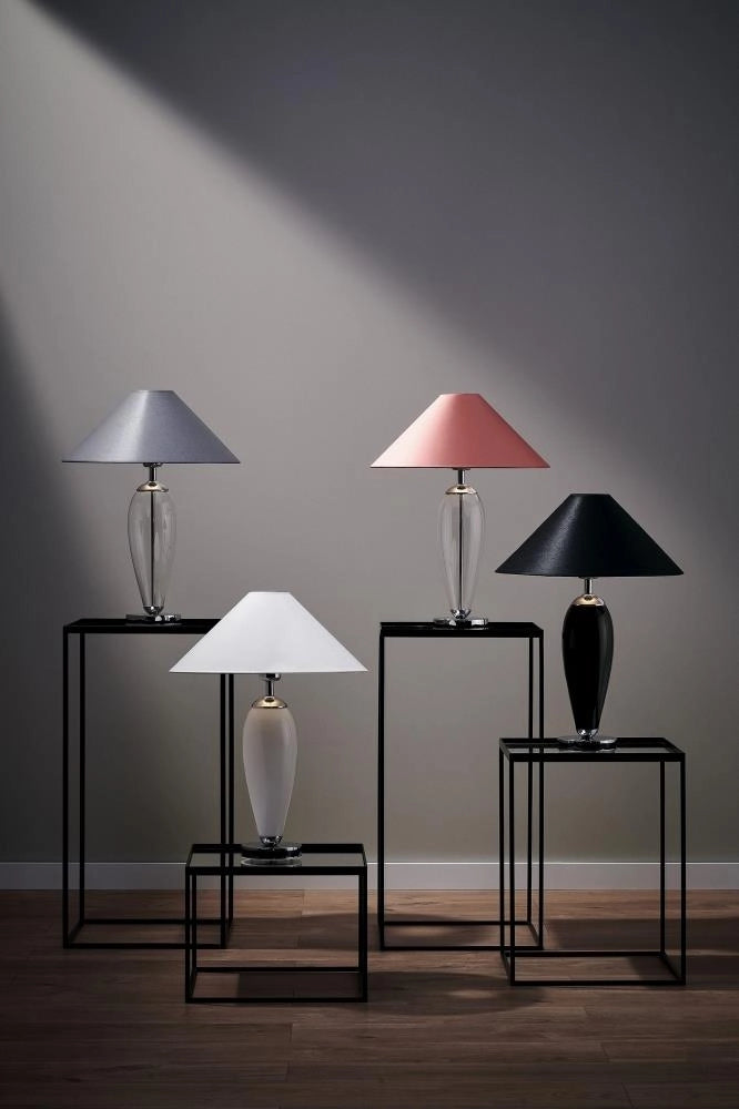 REA table lamp black with black base and silver finish