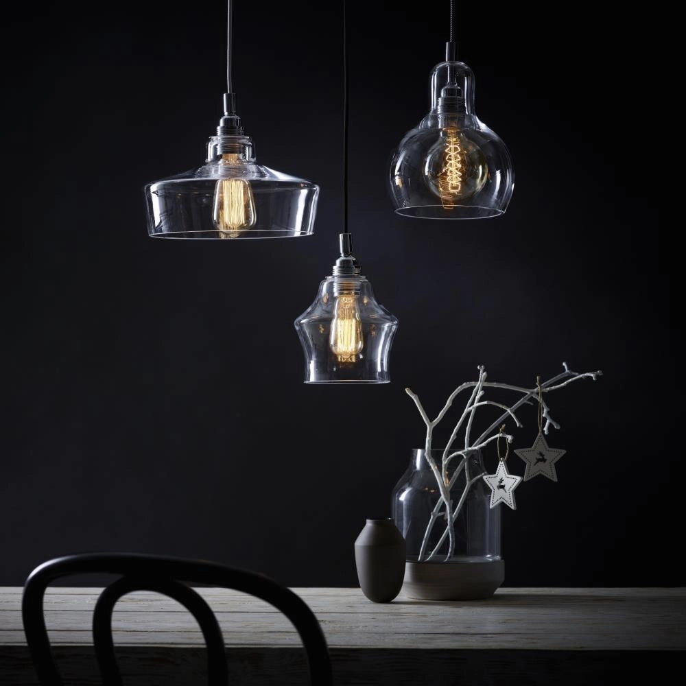 Závěsné svítidlo LONGIS I průhledné s chromovaným rámem