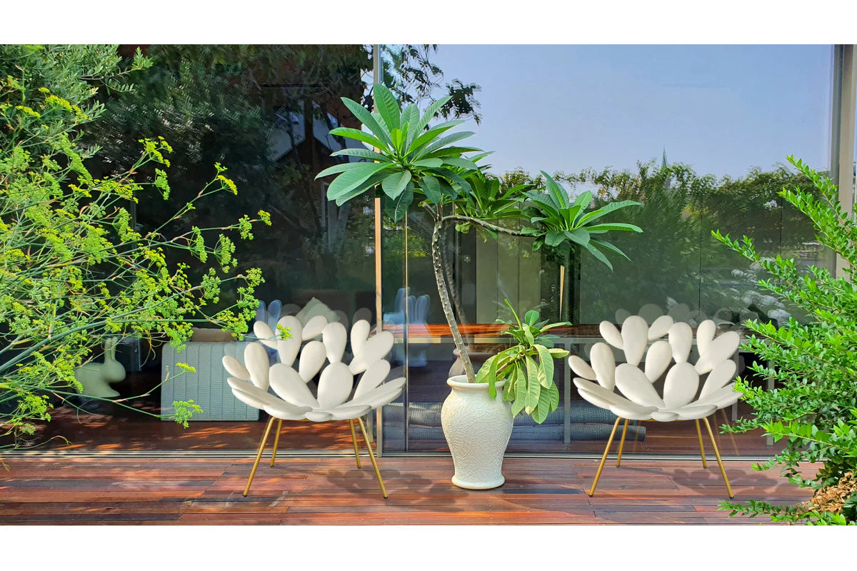 FILICUDI pink garden armchair with sled base