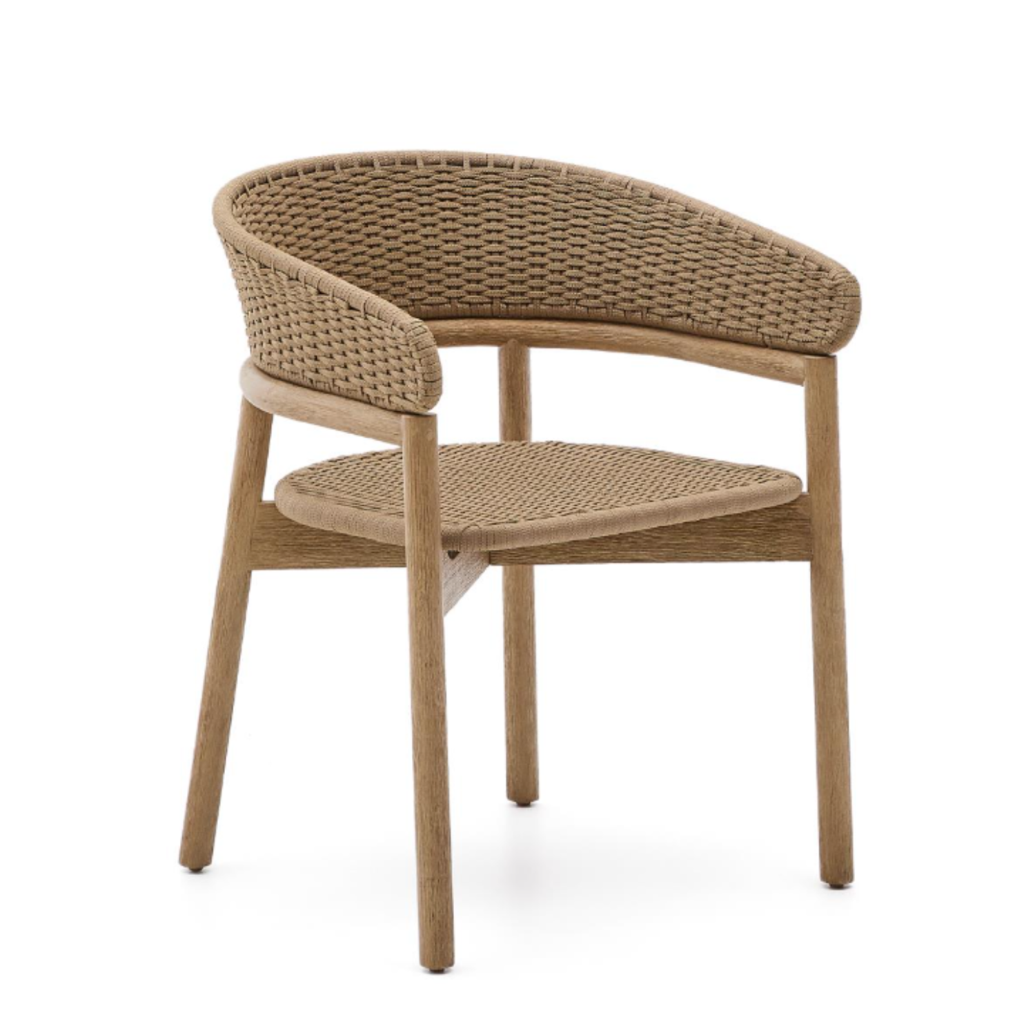 Arinella external chair solid acacia wood with a beige rope