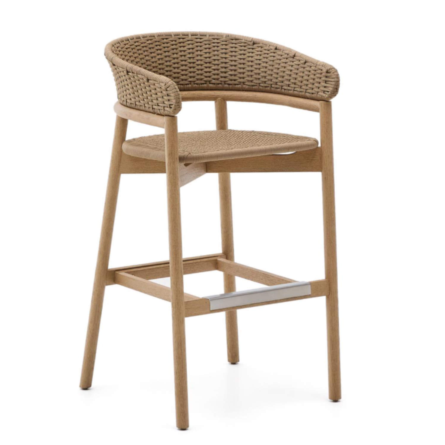 Venkovní hoker ARINELLA z lehkého akáciového dřeva s béžovým lanem