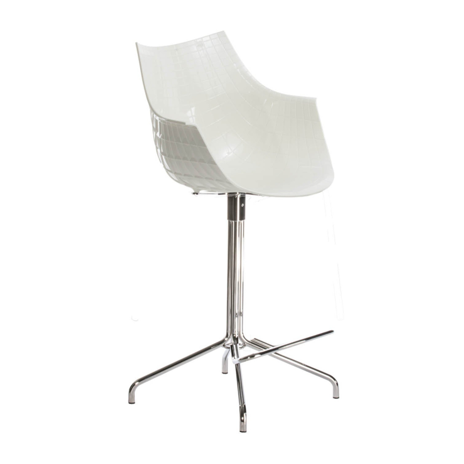 White meridiana hoker with a chrome base