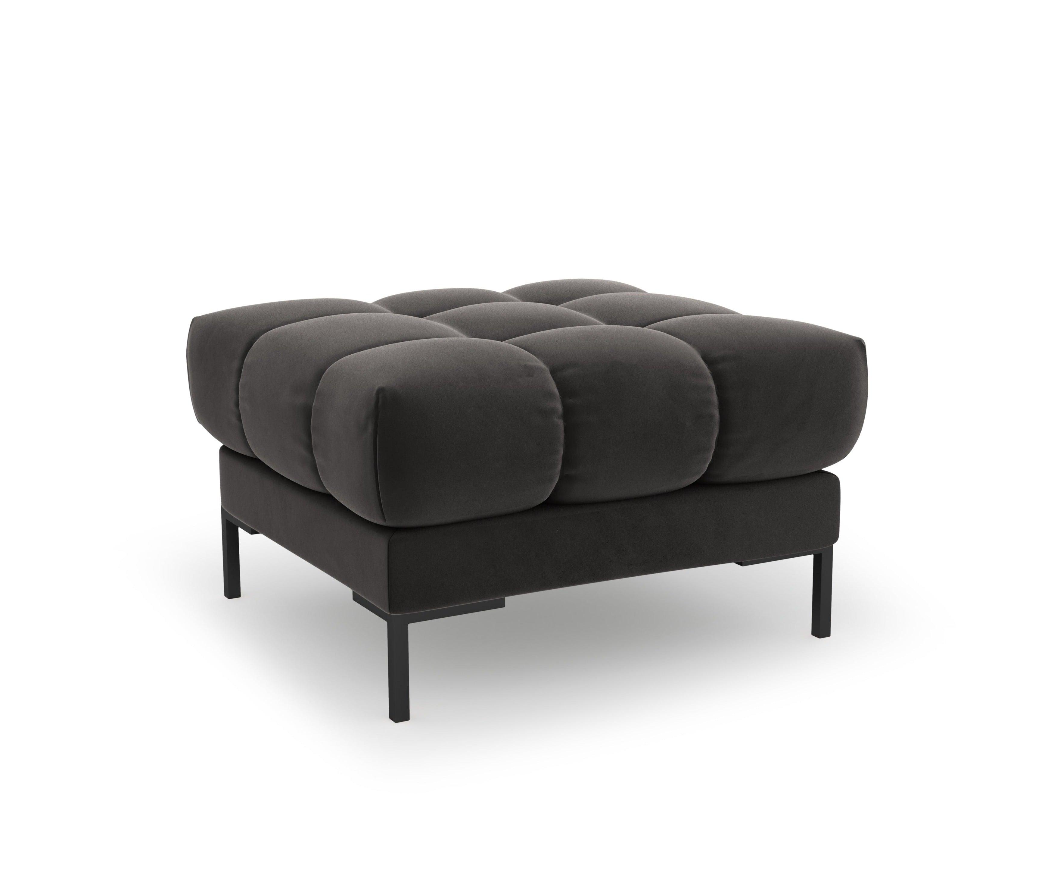Puf aksamitny BALI ciemnoszary z czarną podstawą Cosmopolitan Design Eye on Design