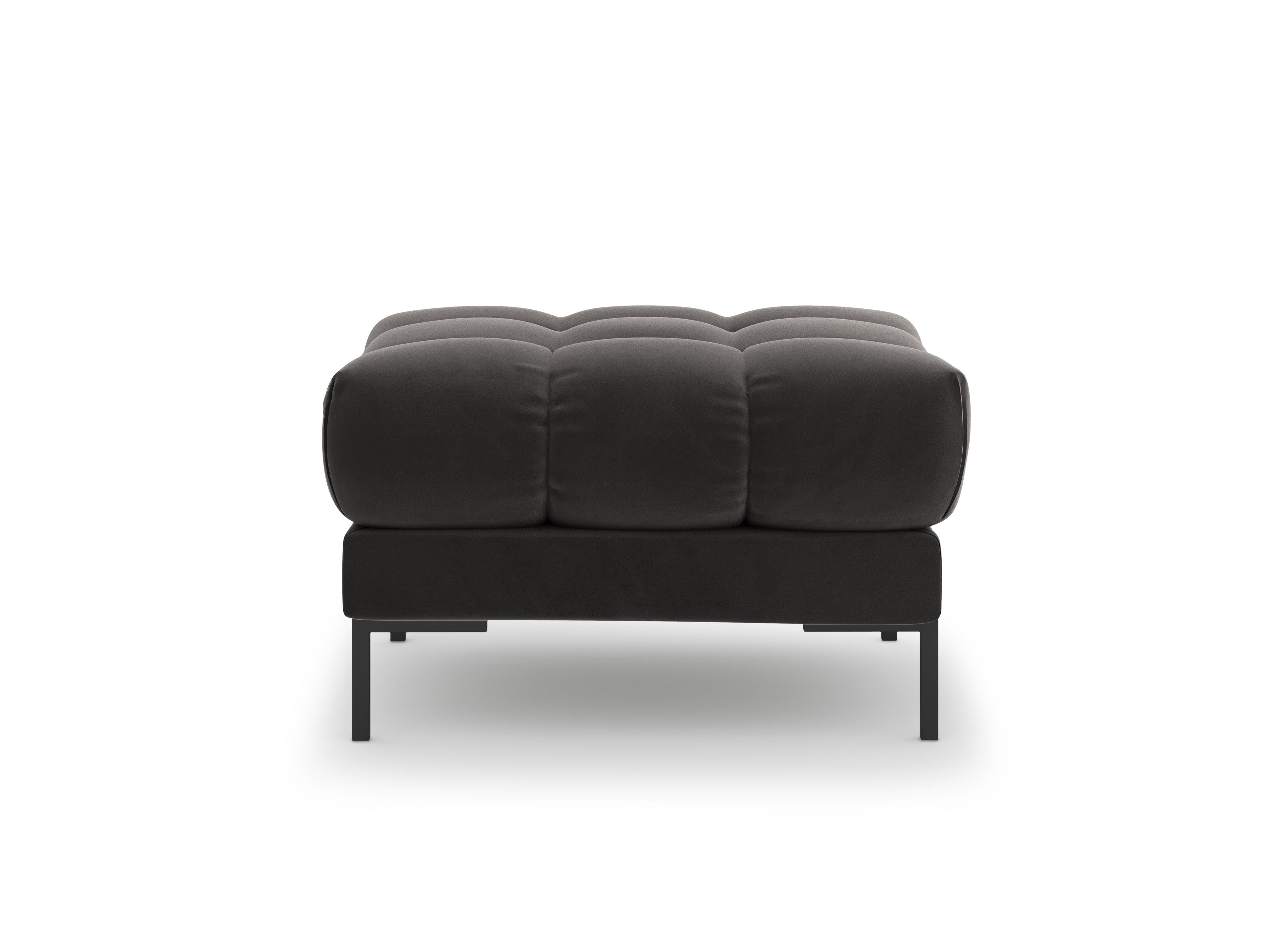 Puf aksamitny BALI ciemnoszary z czarną podstawą Cosmopolitan Design Eye on Design