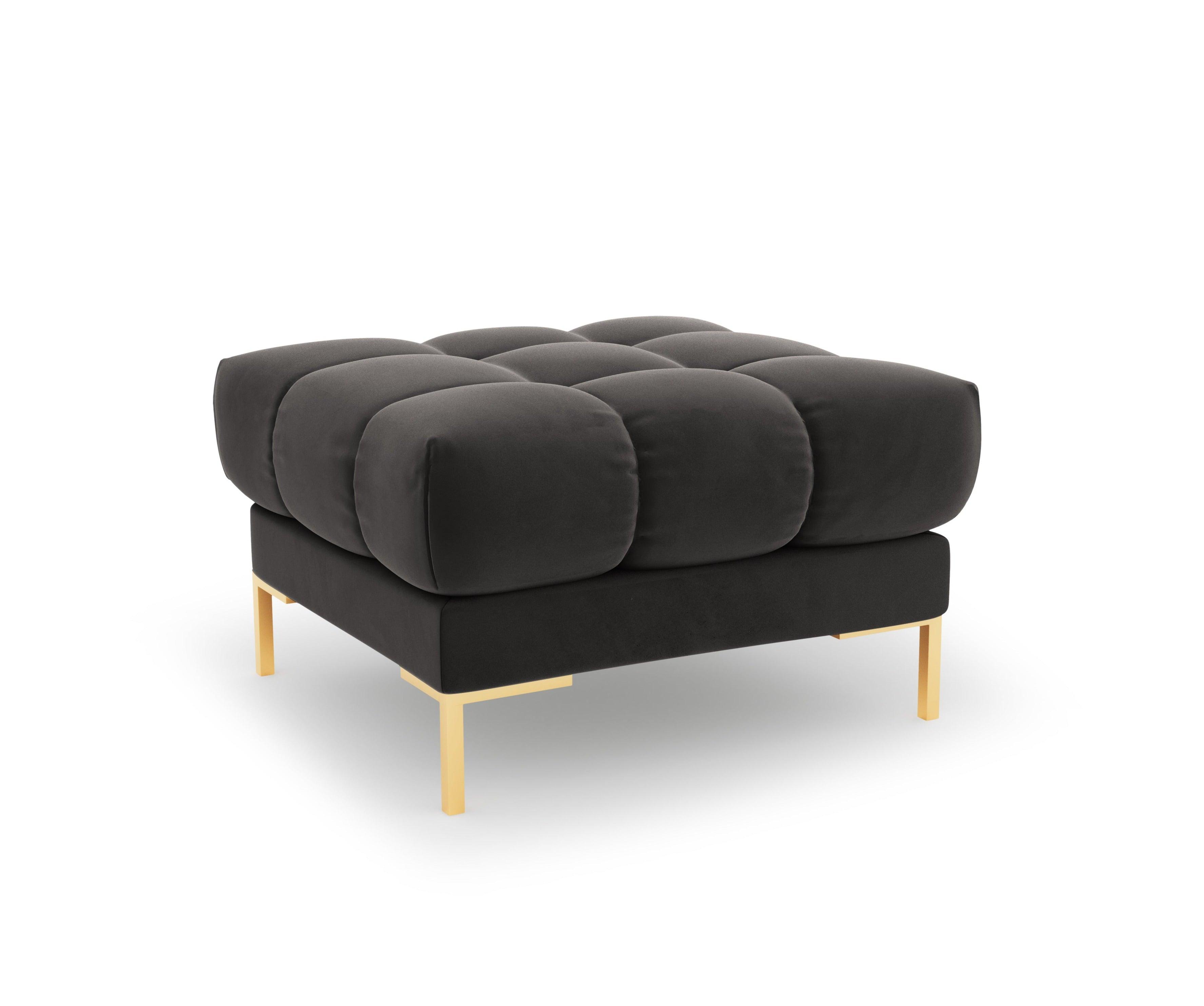 Puf aksamitny BALI ciemnoszary ze złotą podstawą Cosmopolitan Design Eye on Design