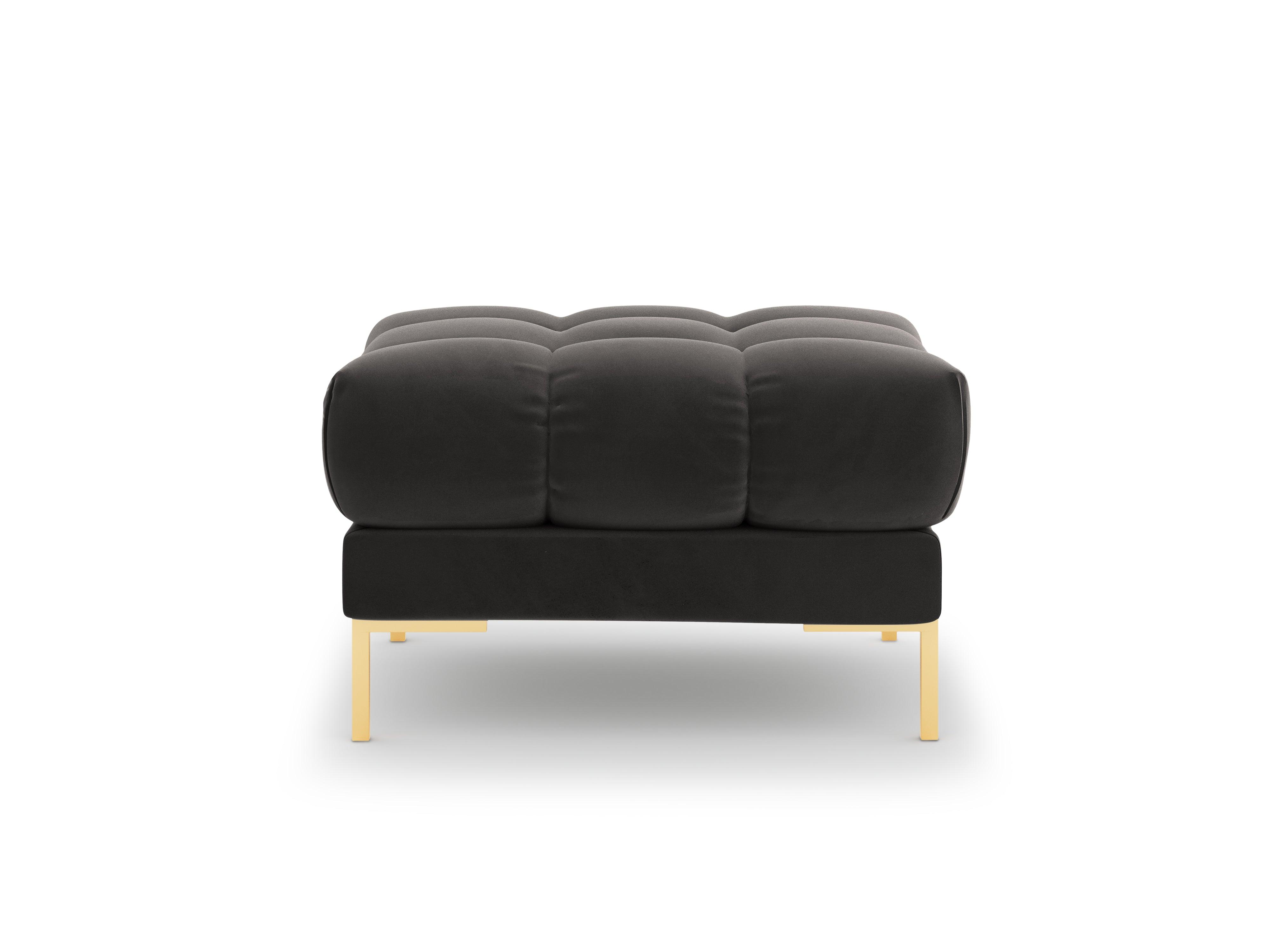 Puf aksamitny BALI ciemnoszary ze złotą podstawą Cosmopolitan Design Eye on Design