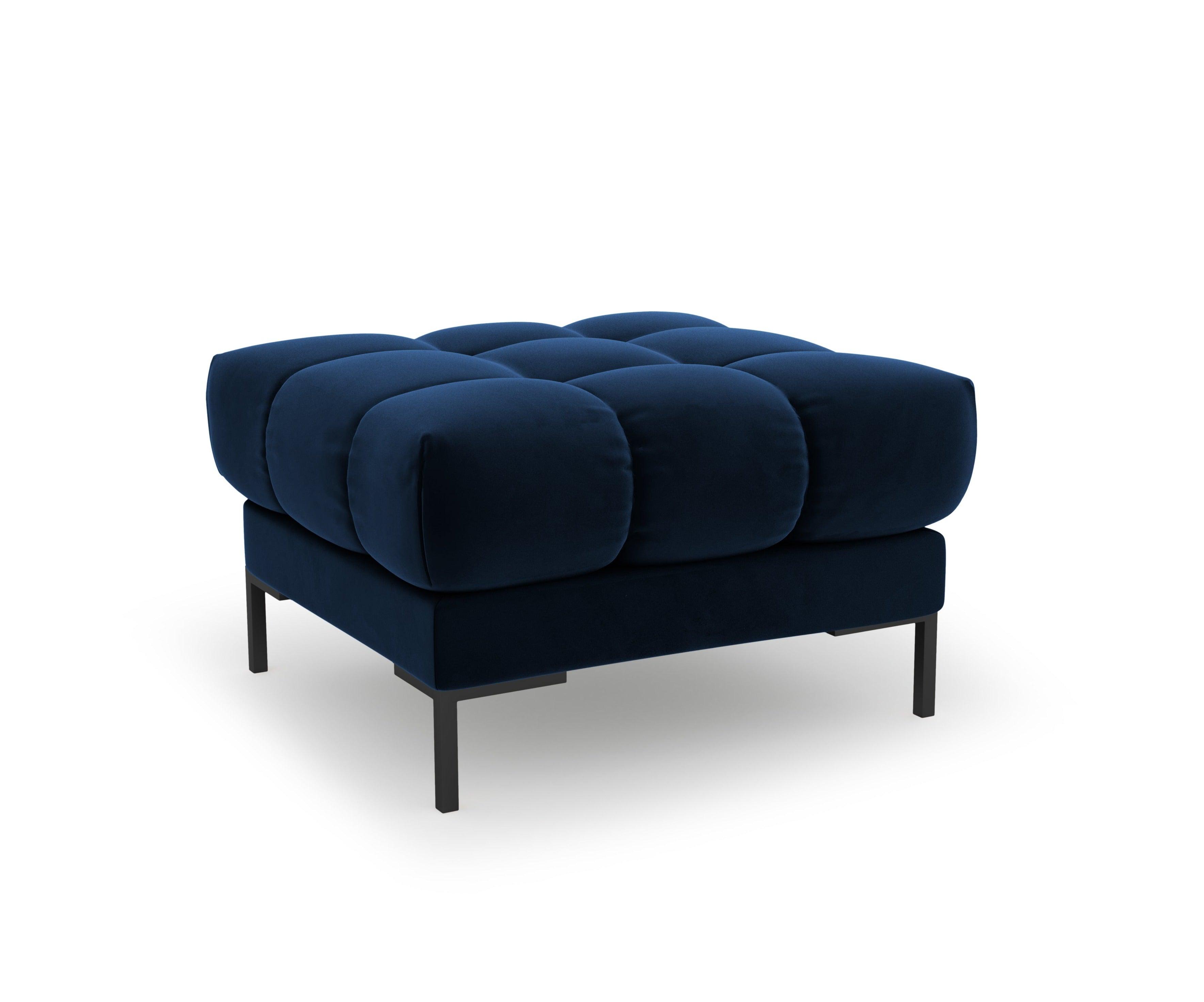 Puf aksamitny BALI granat królewski z czarną podstawą Cosmopolitan Design Eye on Design