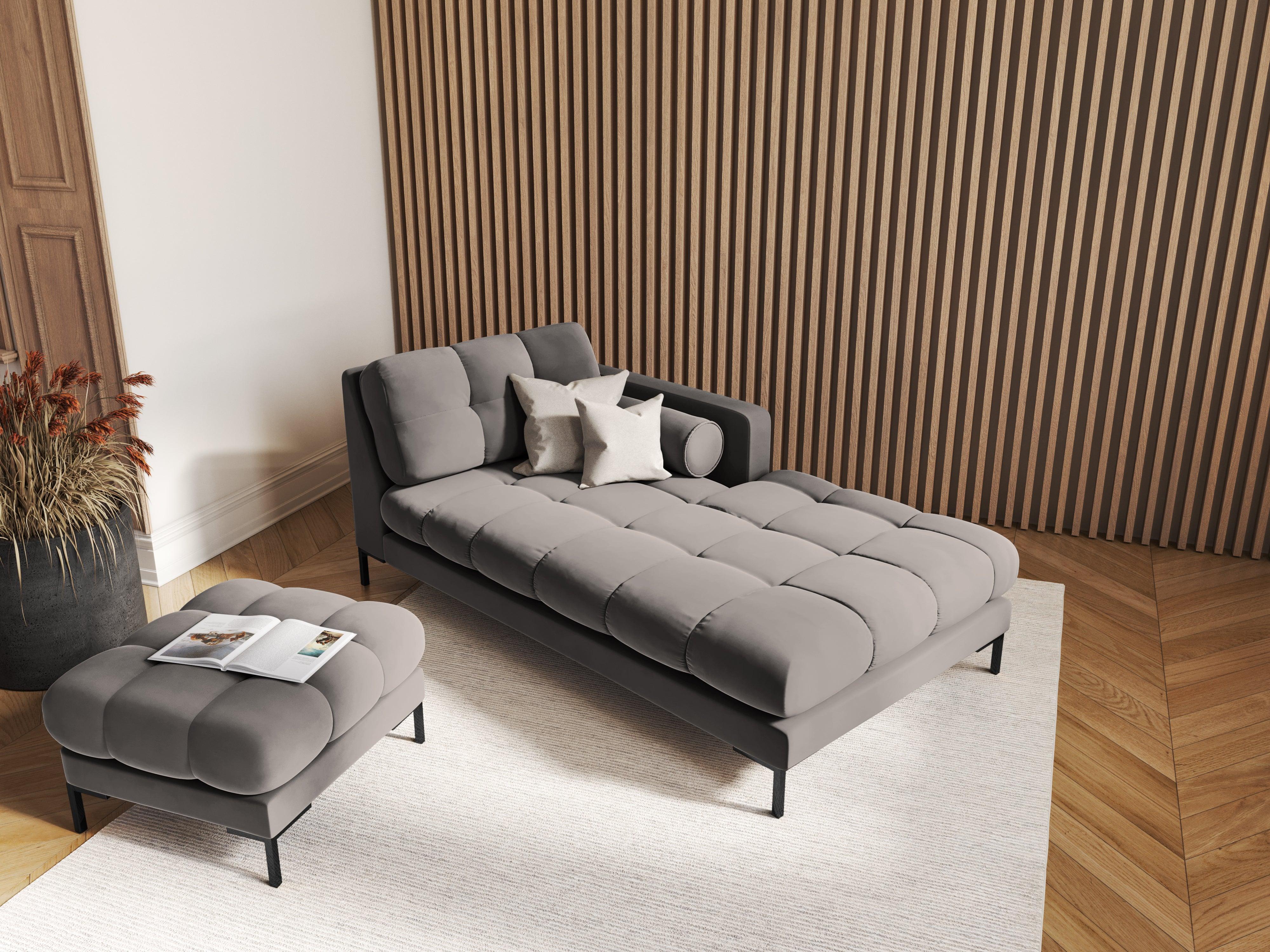 Puf aksamitny BALI jasnoszary z czarną podstawą Cosmopolitan Design Eye on Design
