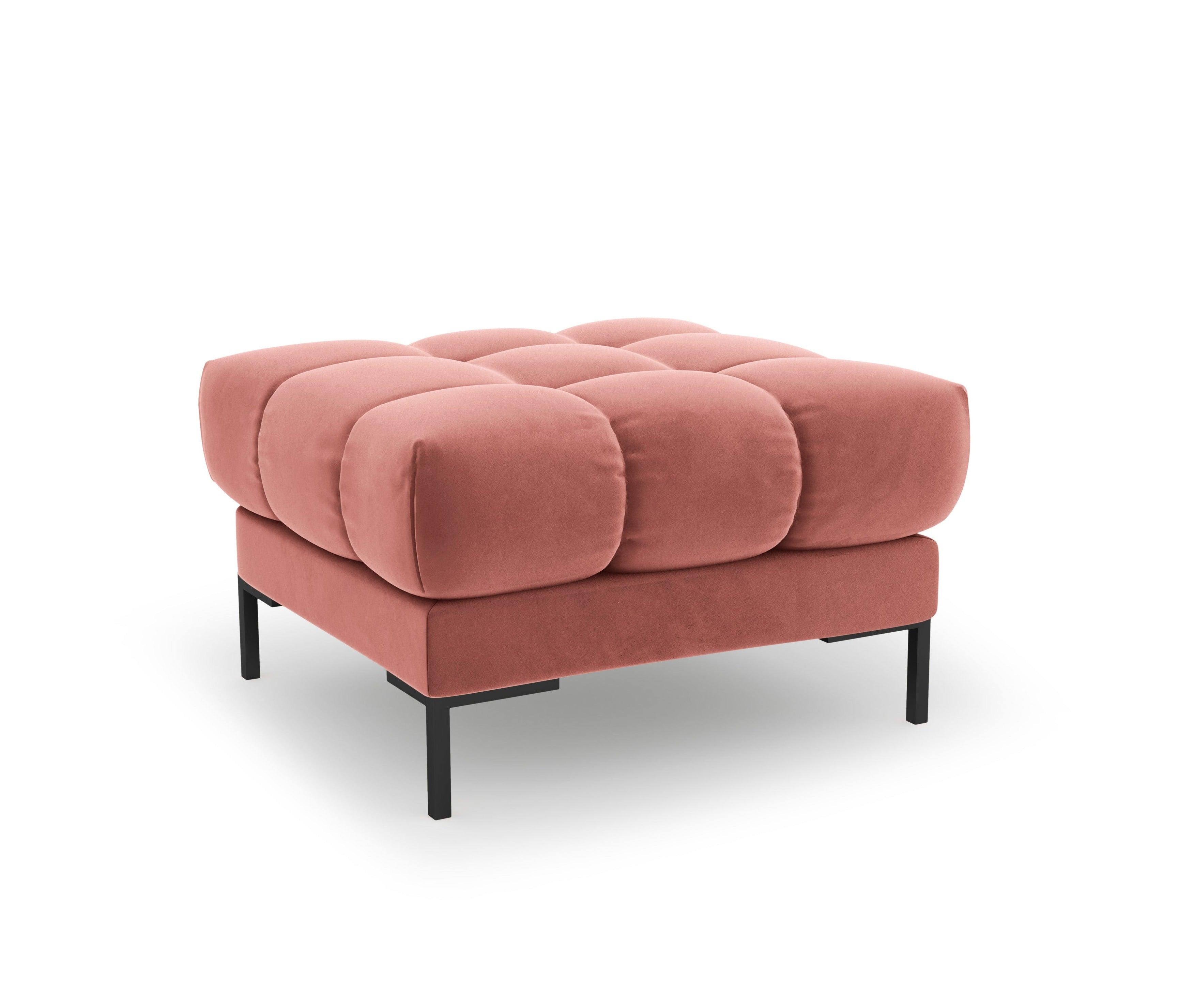 Puf aksamitny BALI różowy z czarną podstawą Cosmopolitan Design Eye on Design