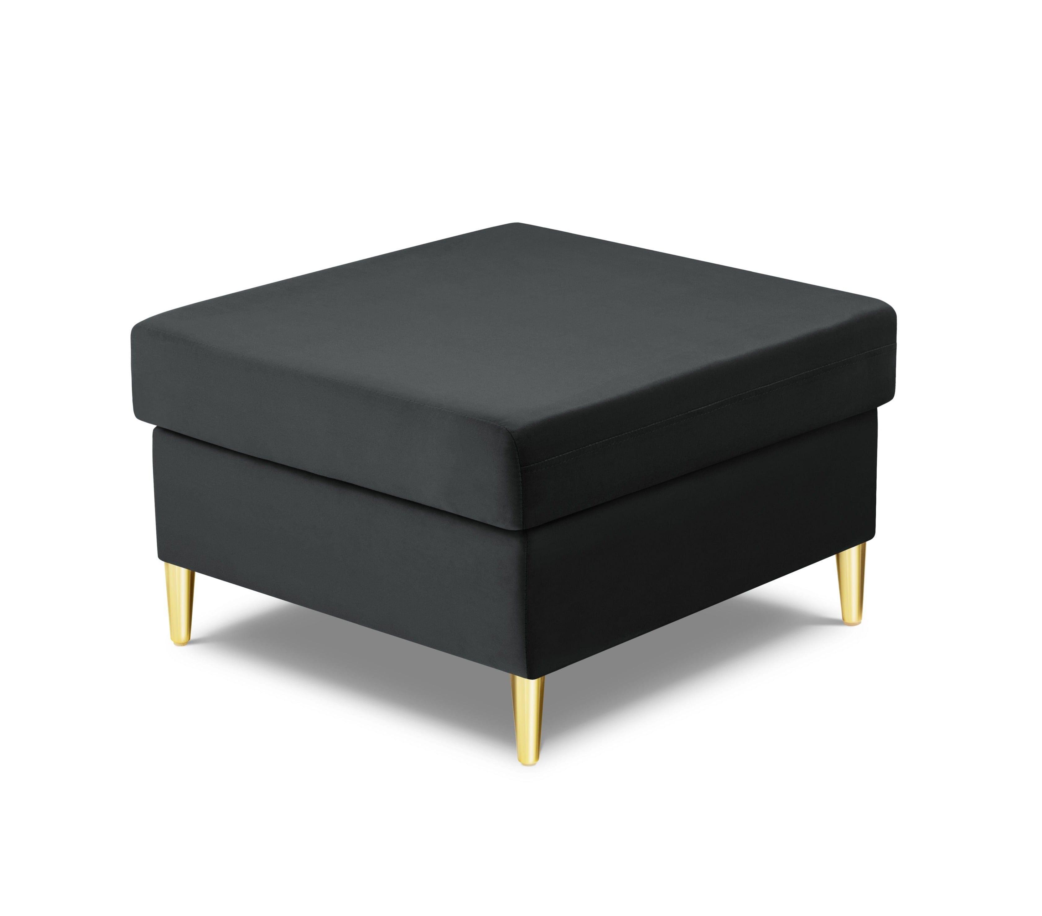 Puf aksamitny KYOTO ciemnoszary ze złotą podstawą Cosmopolitan Design Eye on Design