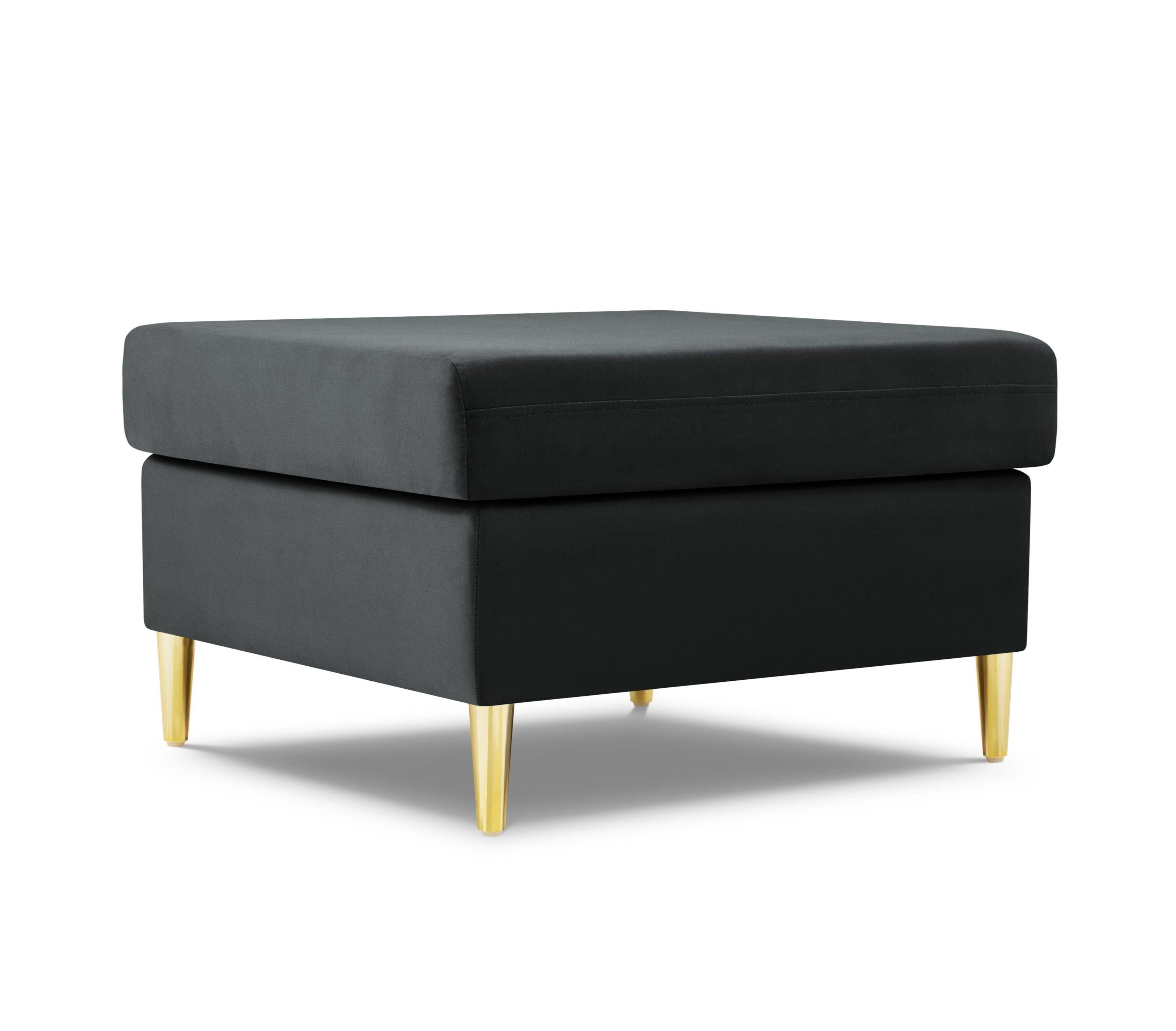 Puf aksamitny KYOTO ciemnoszary ze złotą podstawą Cosmopolitan Design Eye on Design