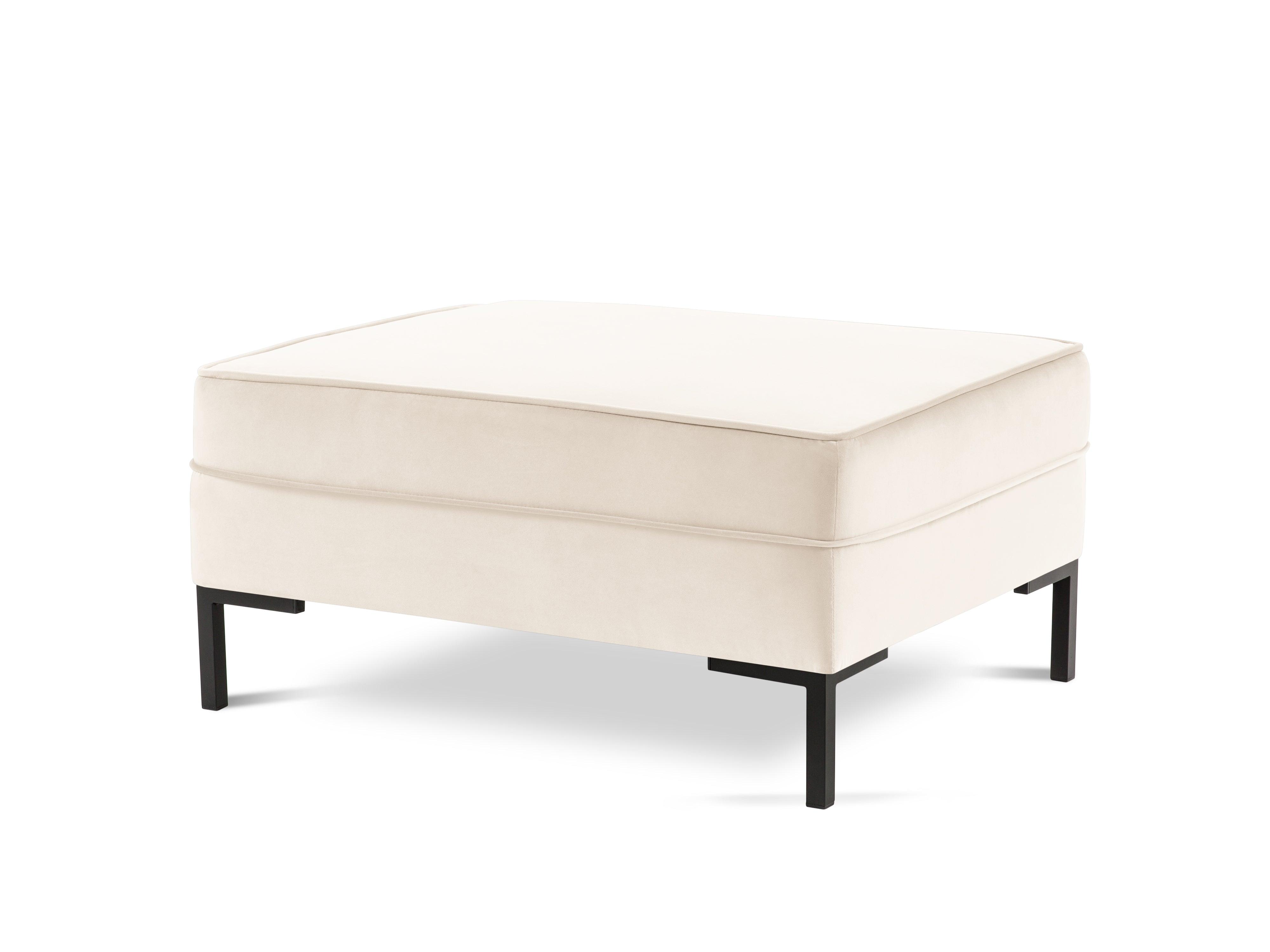 Puf aksamitny LUIS beżowy z czarną podstawą Milo Casa Eye on Design