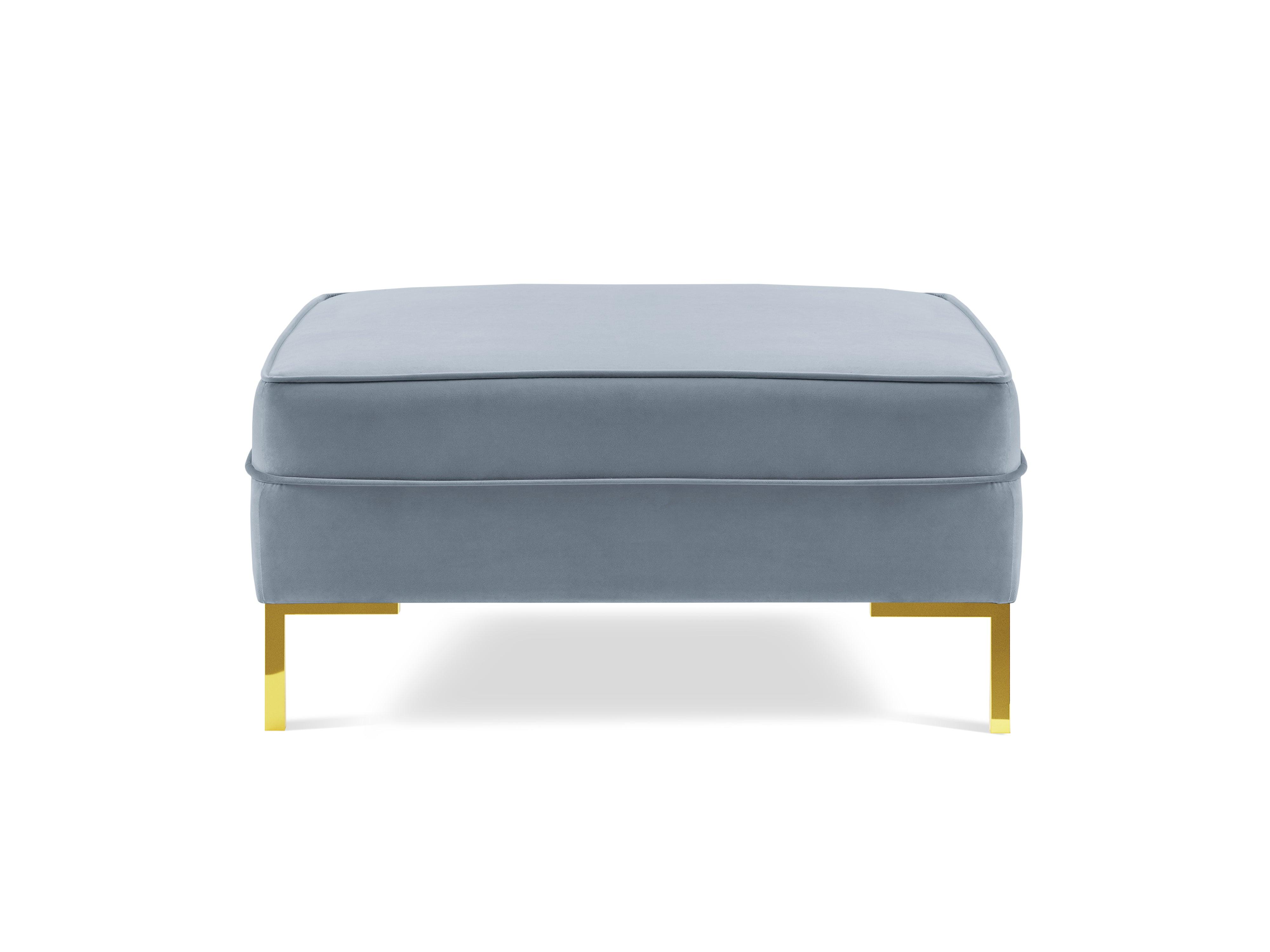 Puf aksamitny LUIS jasnoniebieski ze złotą podstawą Milo Casa Eye on Design