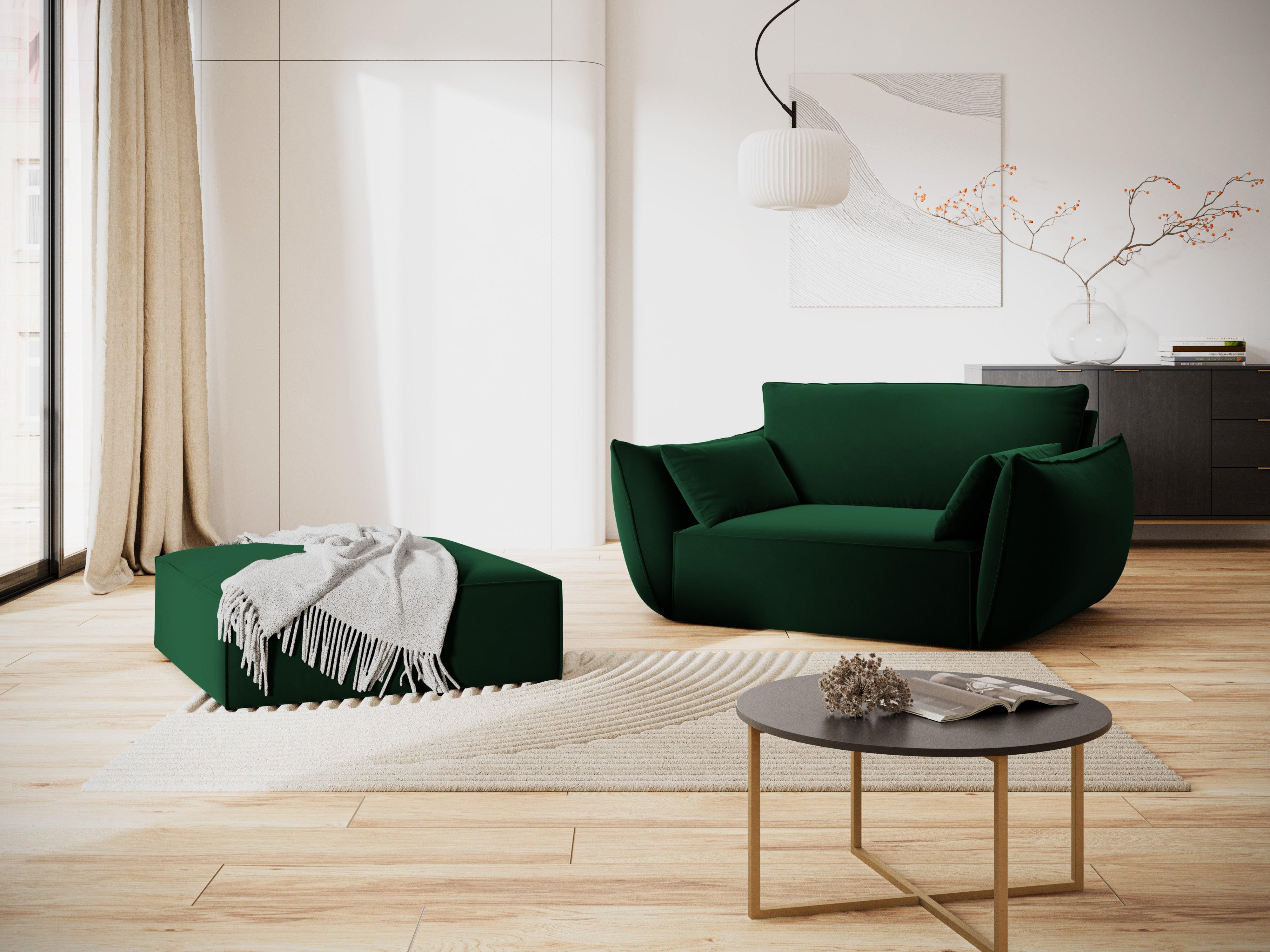 Puf aksamitny VANDA butelkowa zieleń Mazzini Sofas Eye on Design