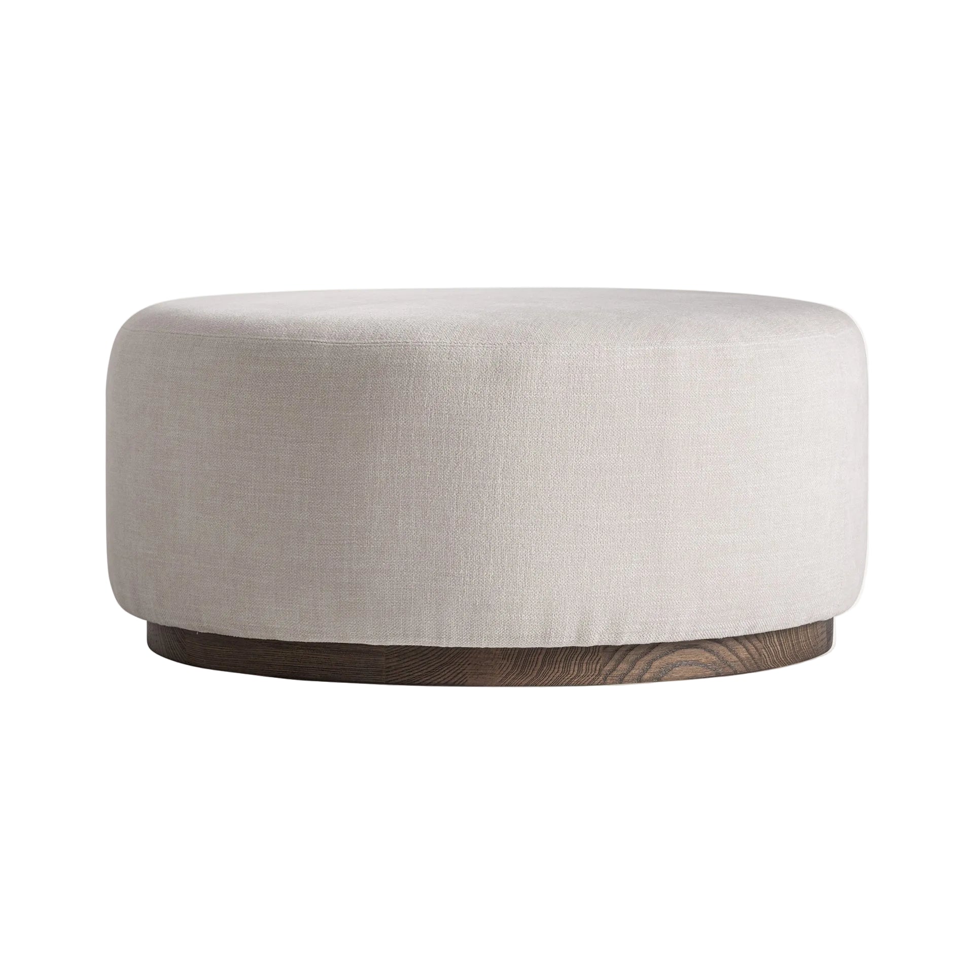 DILBEEK Pouf in Broken White with Wooden Base