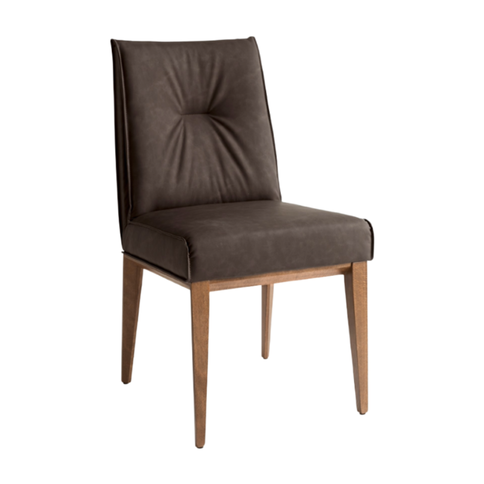 Upholstered ROMY Chair with Walnut Base