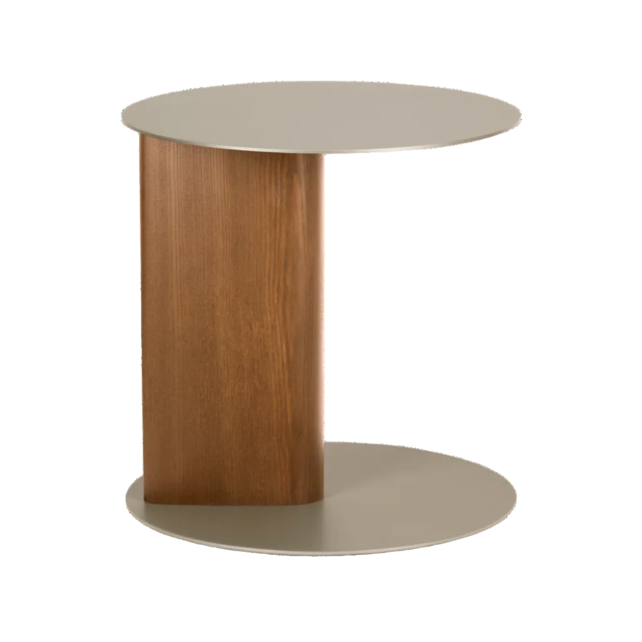 Boční stolek SANDY s krémovou deskou a ořechovým podstavcem