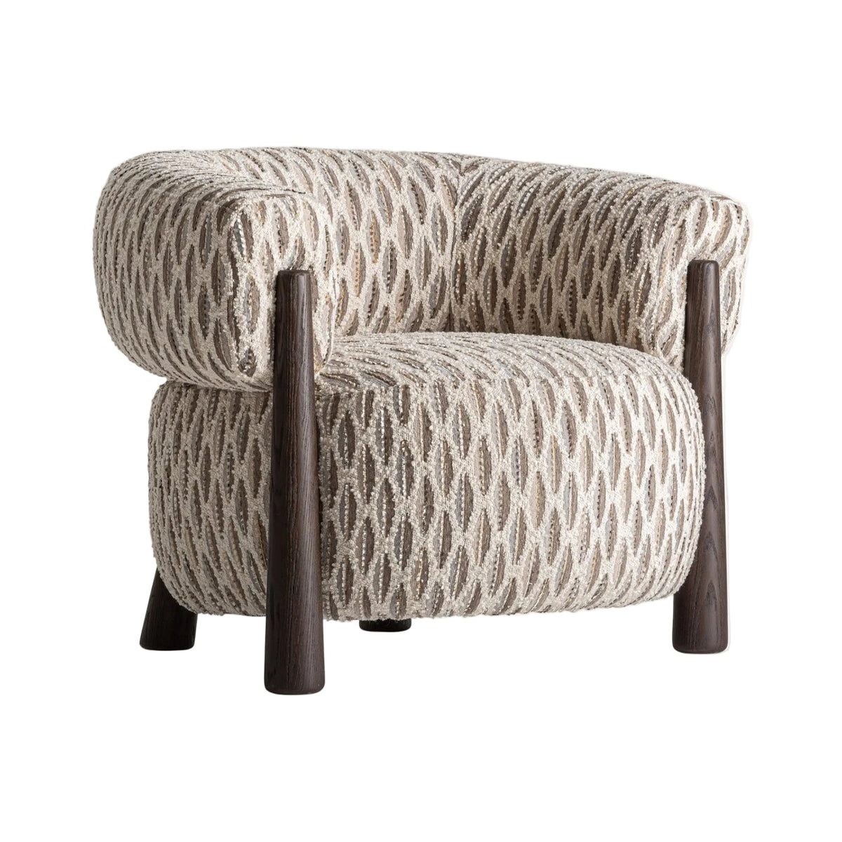 Beige armchair TIFFEN with wooden base