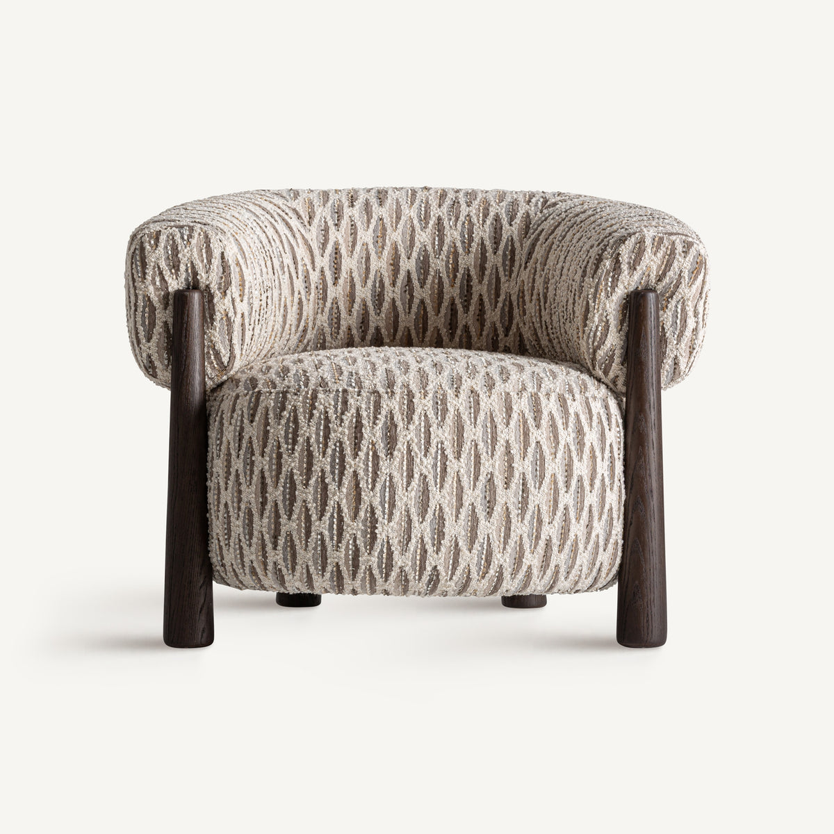Beige armchair TIFFEN with wooden base