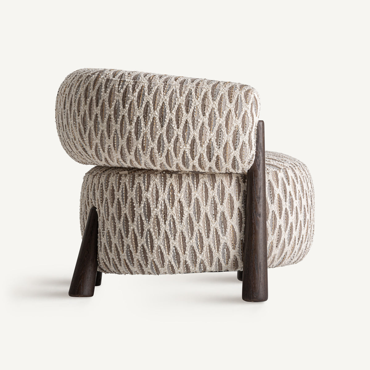 Beige armchair TIFFEN with wooden base