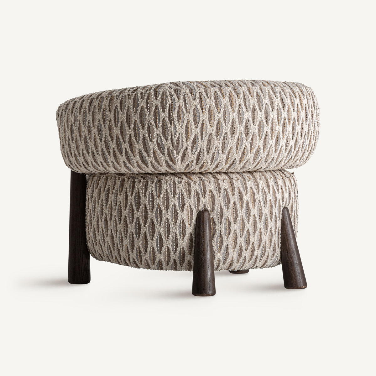 Beige armchair TIFFEN with wooden base