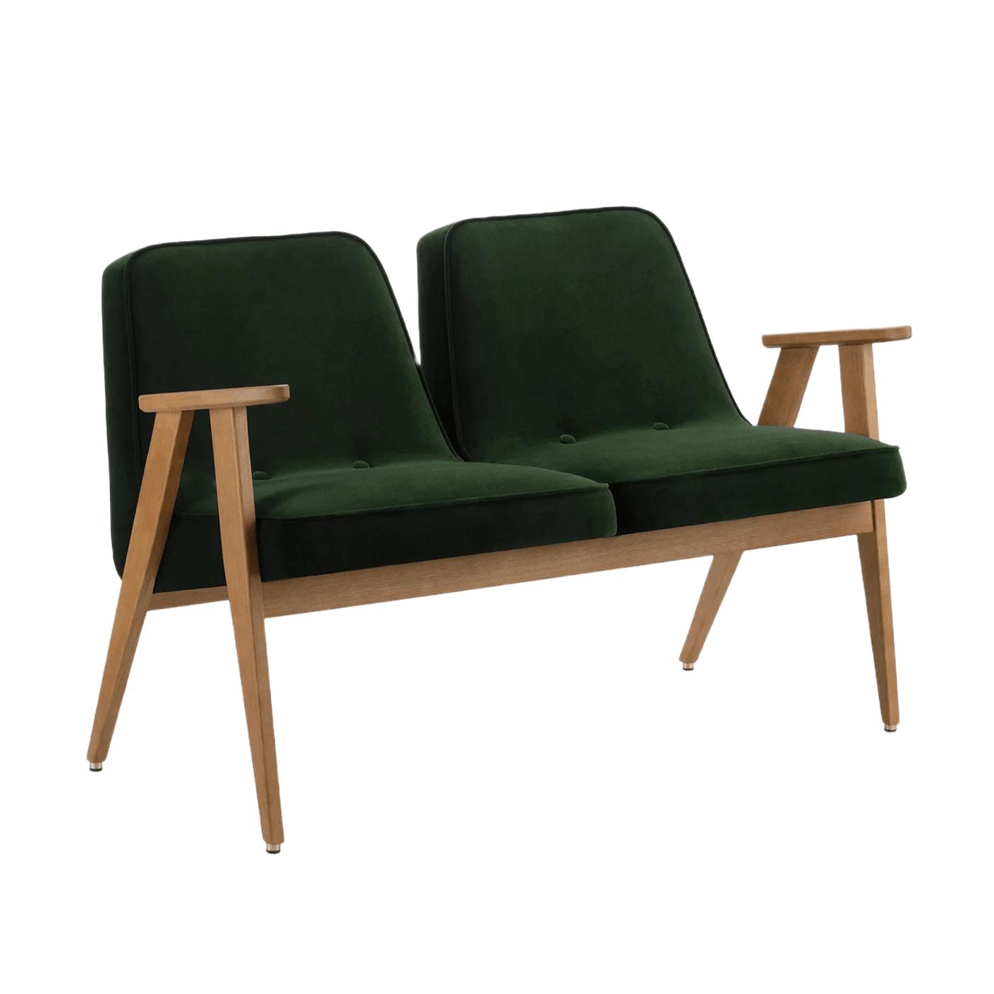 Sofa 2-osobowa 366 zielony w tkaninie Velvet Bottle Green – 366 concept