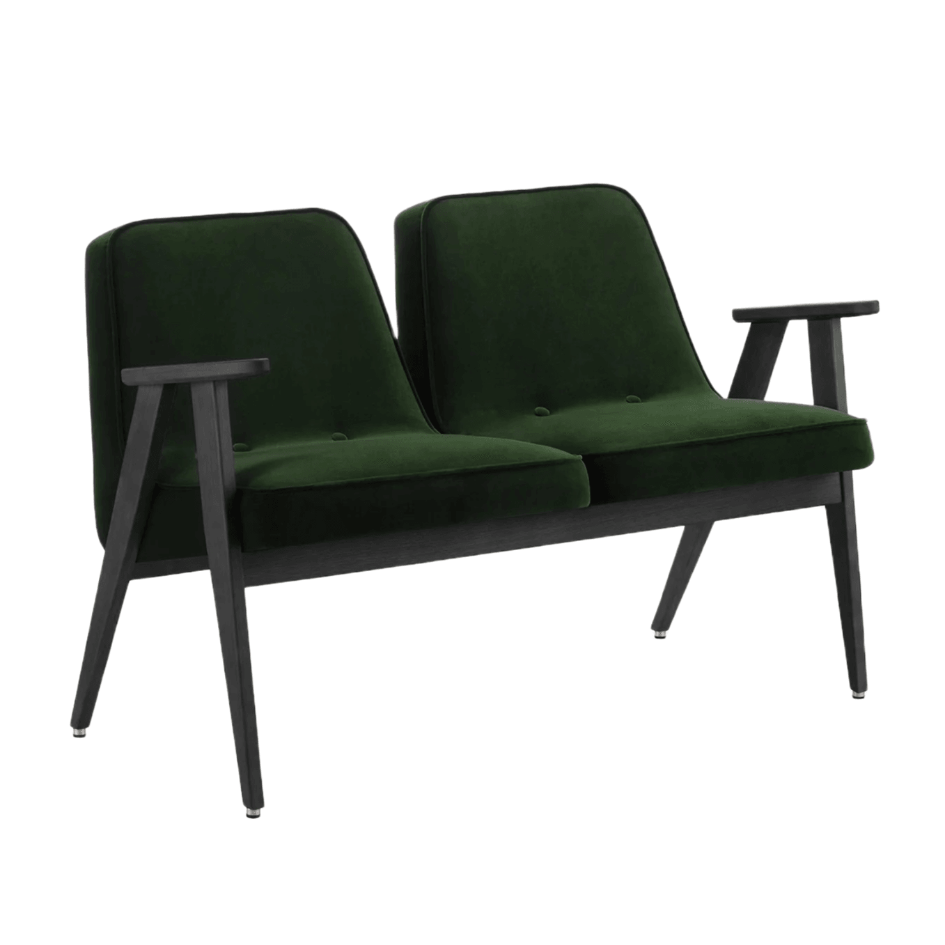 Sofa 2-osobowa 366 zielony w tkaninie Velvet Bottle Green – 366 concept