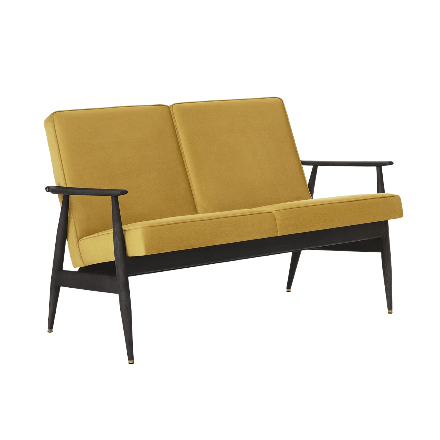 Sofa 2-osobowa dzielona FOX żółty w tkaninie Shine Velvet Mustard 366 concept Jesion-04 Eye on Design