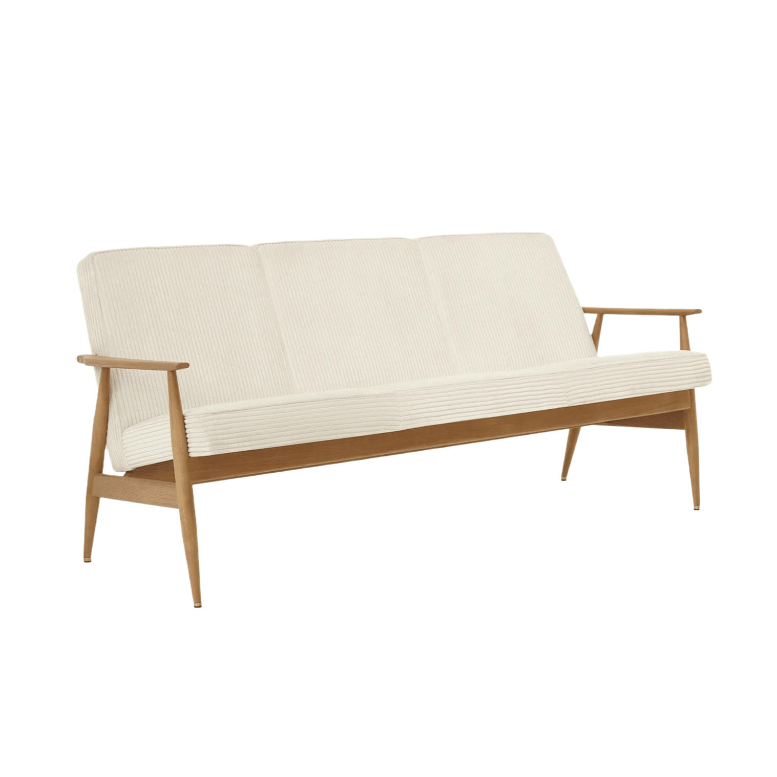 Sofa 3-osobowa dzielona FOX beżowy w tkaninie Cord Creme 366 concept Jesion-02 Eye on Design