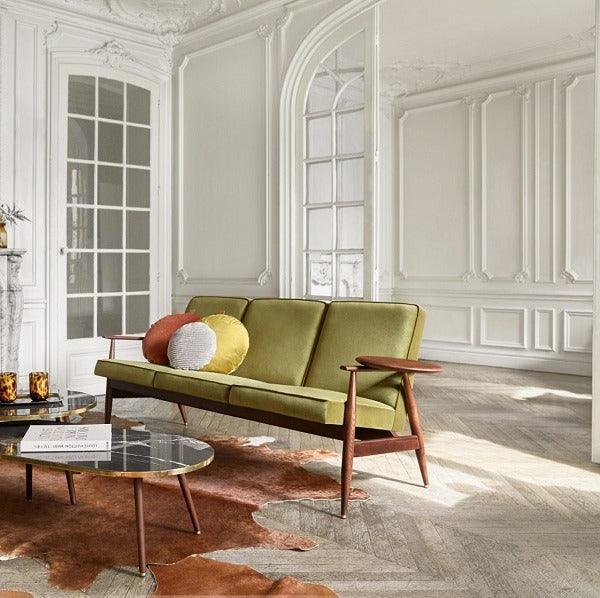 Sofa 3-osobowa dzielona FOX żółty w tkaninie Coco Mustard 366 concept Eye on Design