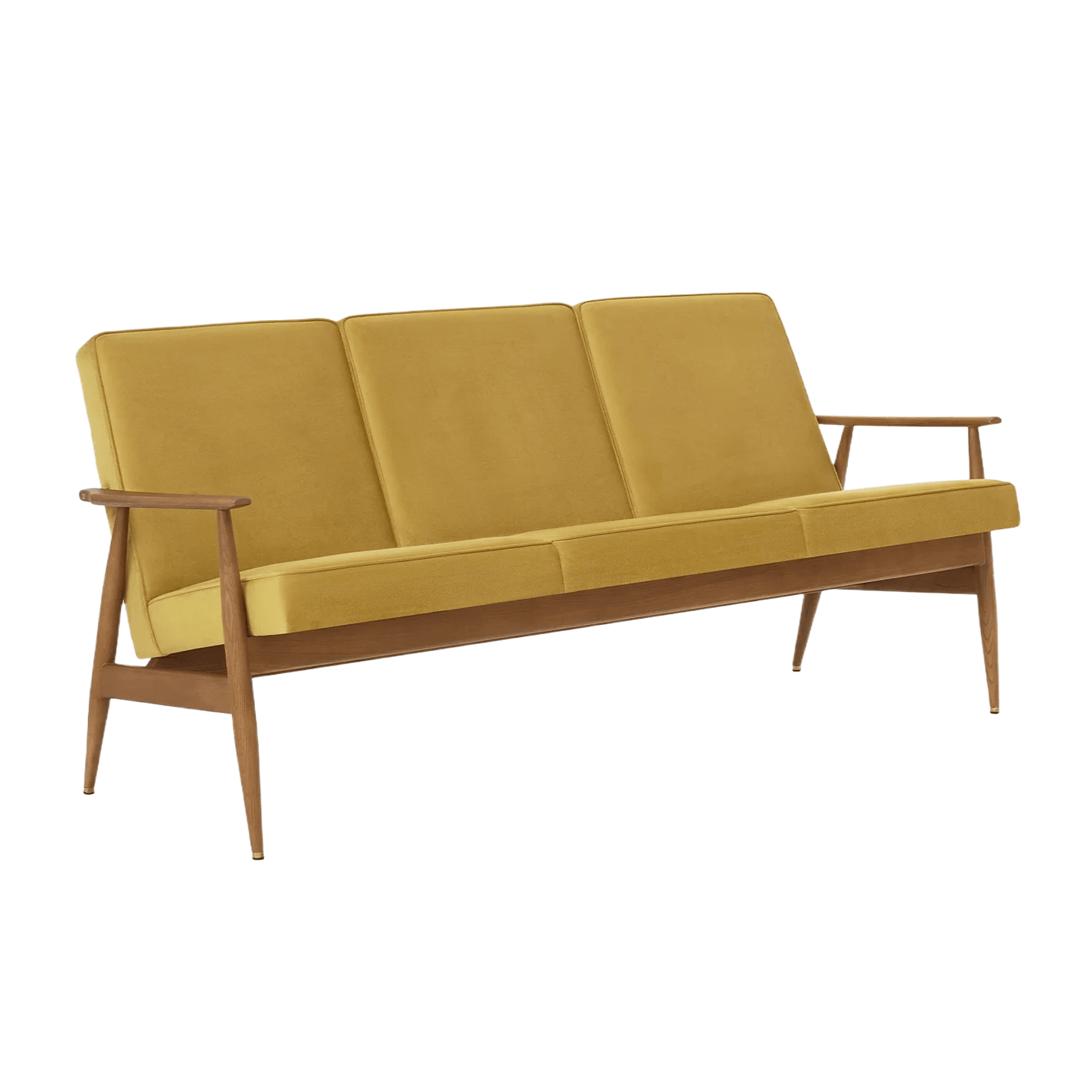 Sofa 3-osobowa dzielona FOX żółty w tkaninie Shine Velvet Mustard 366 concept Jesion-03 Eye on Design