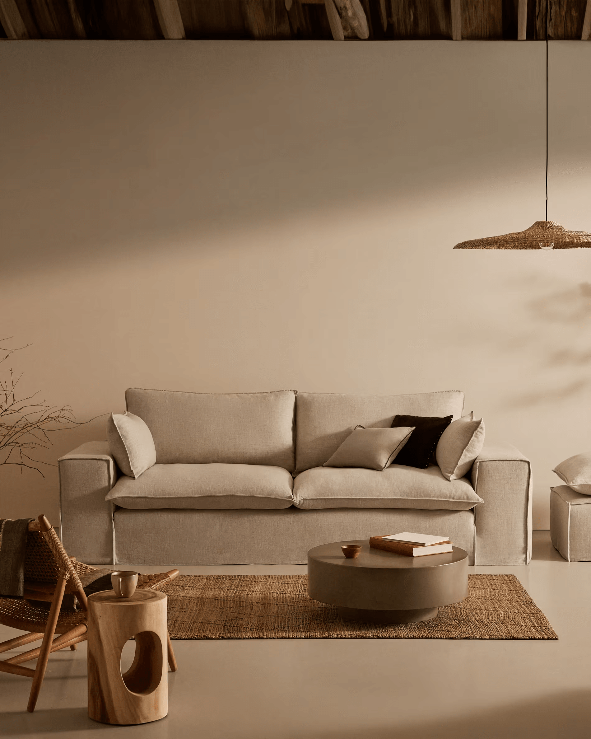 Sofa 3-osobowa ze zdejmowanym pokrowcem ANARELA beżowy La Forma Eye on Design
