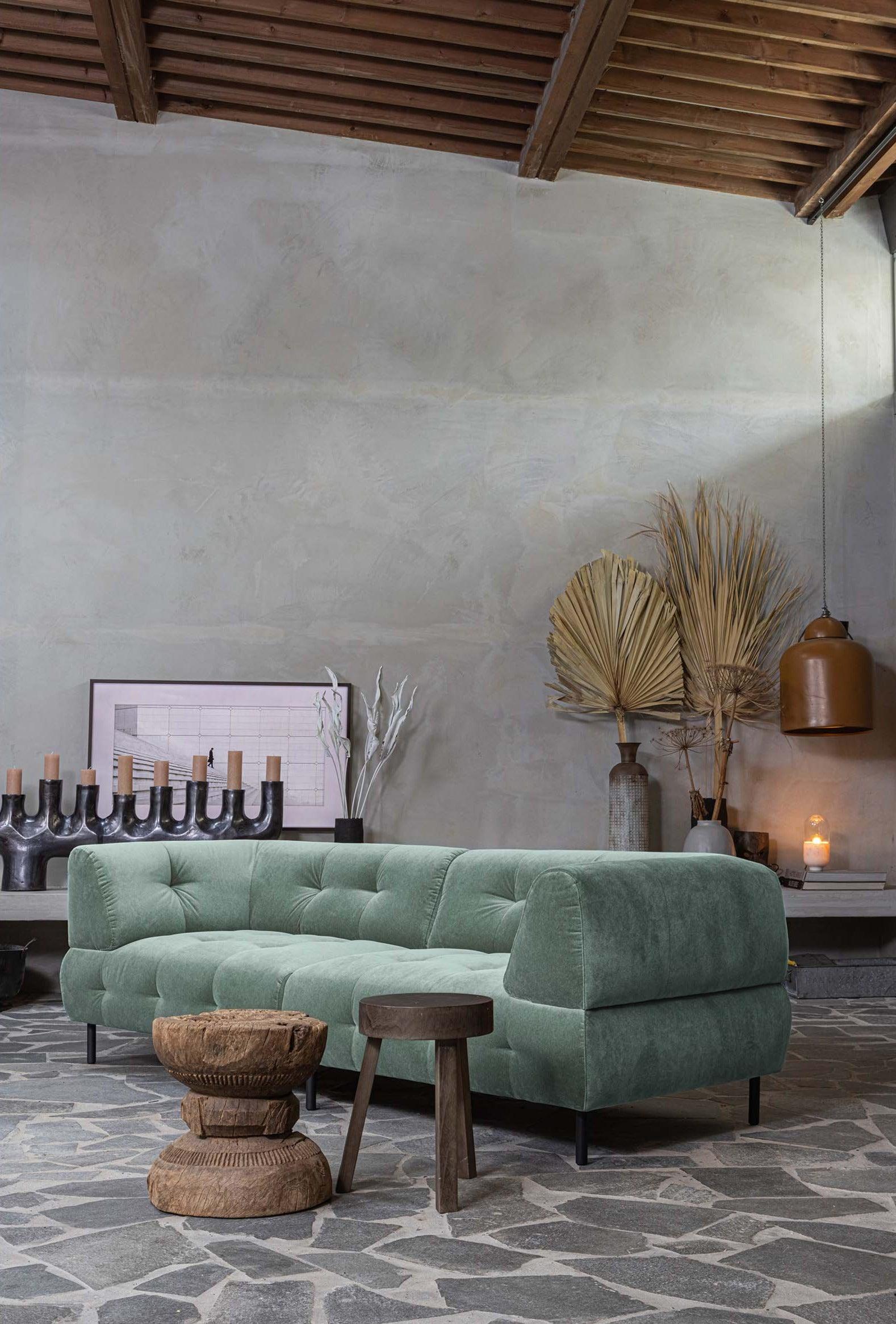 Sofa 4-osobowa aksamitna LLOYD jasnozielony Woood Exclusive Eye on Design