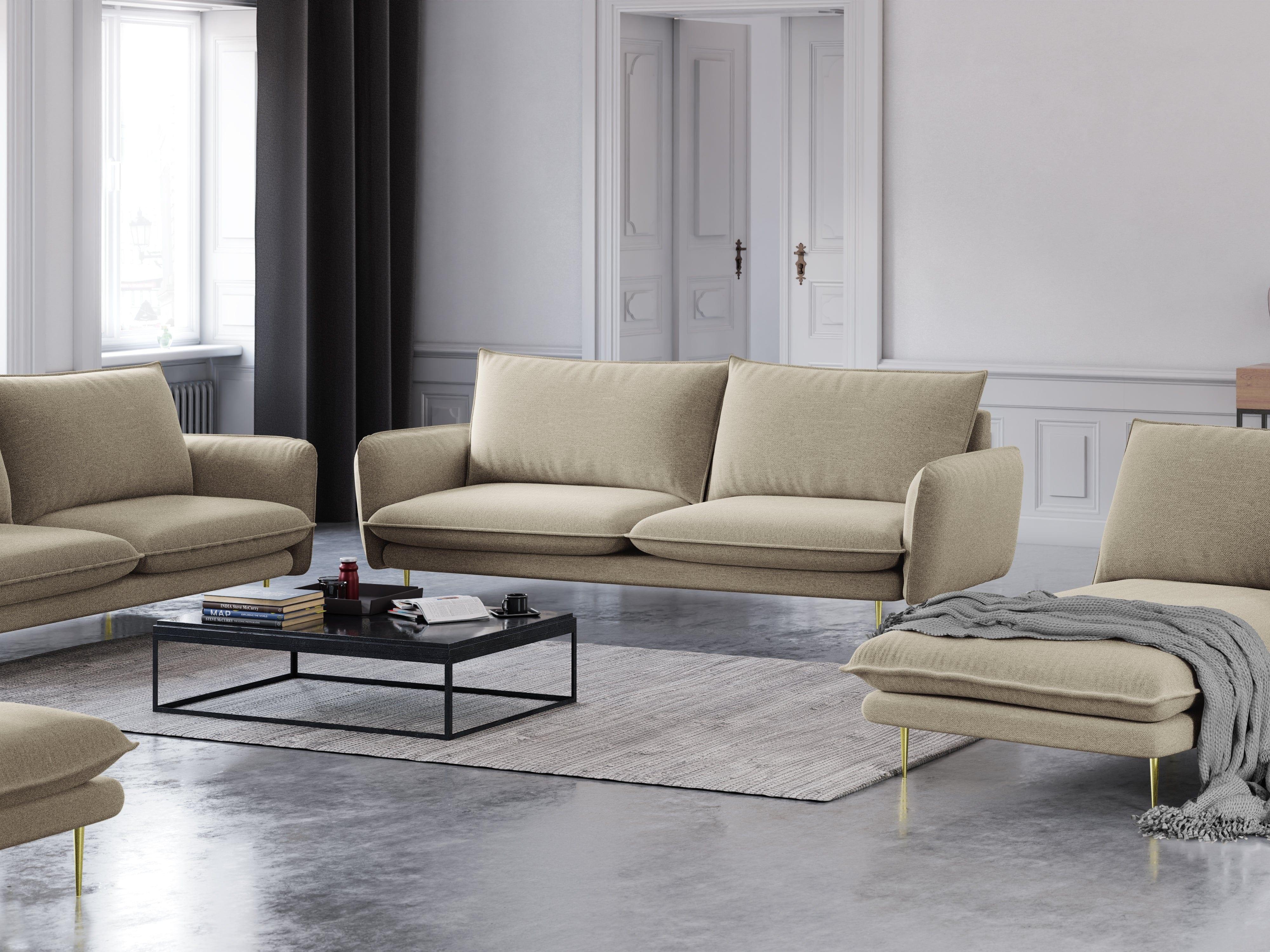 Sofa 4-osobowa VIENNA beżowy ze złotą podstawą Cosmopolitan Design Eye on Design