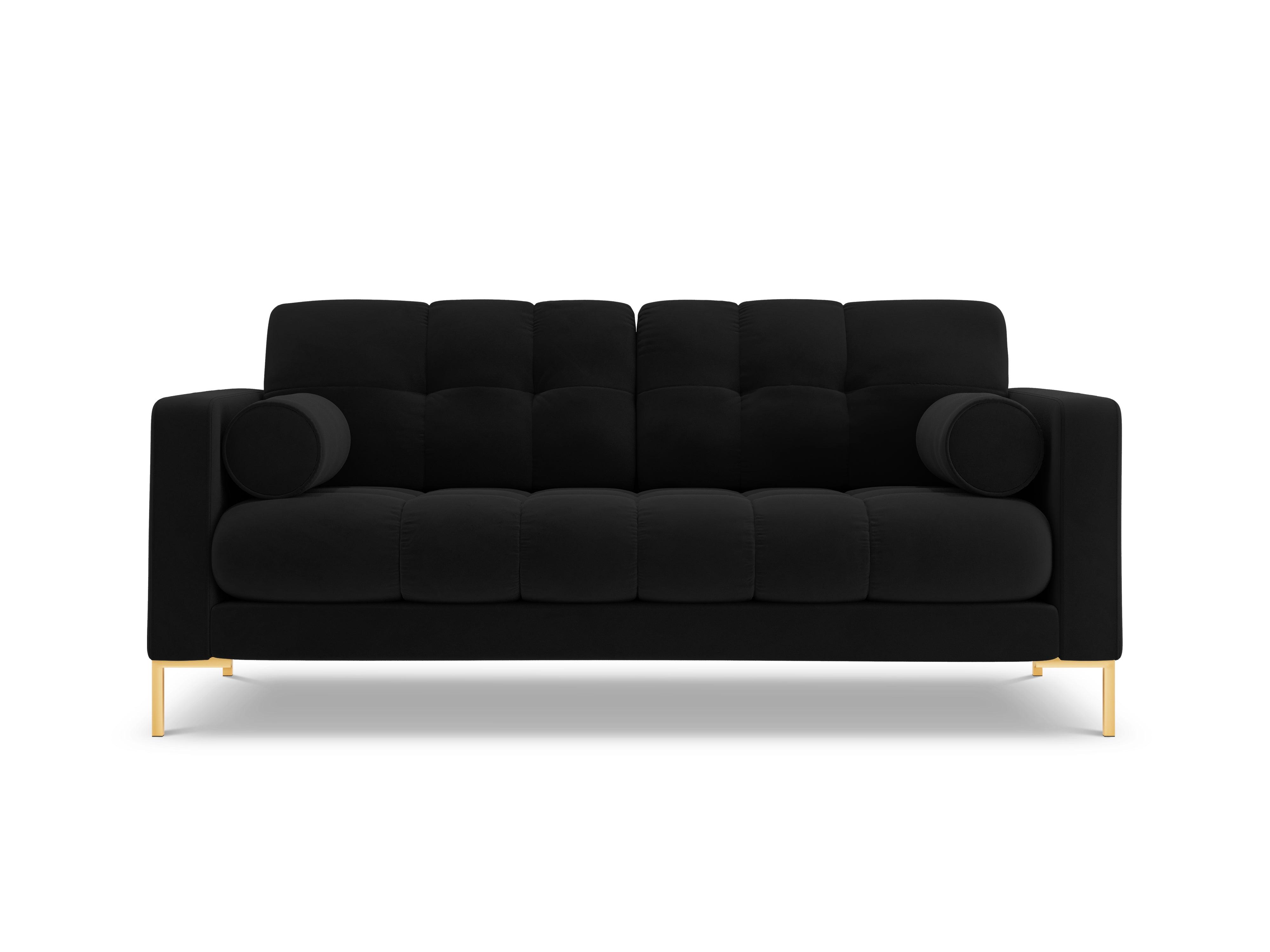 Sofa aksamitna 2-osobowa BALI czarny ze złotą podstawą Cosmopolitan Design Eye on Design