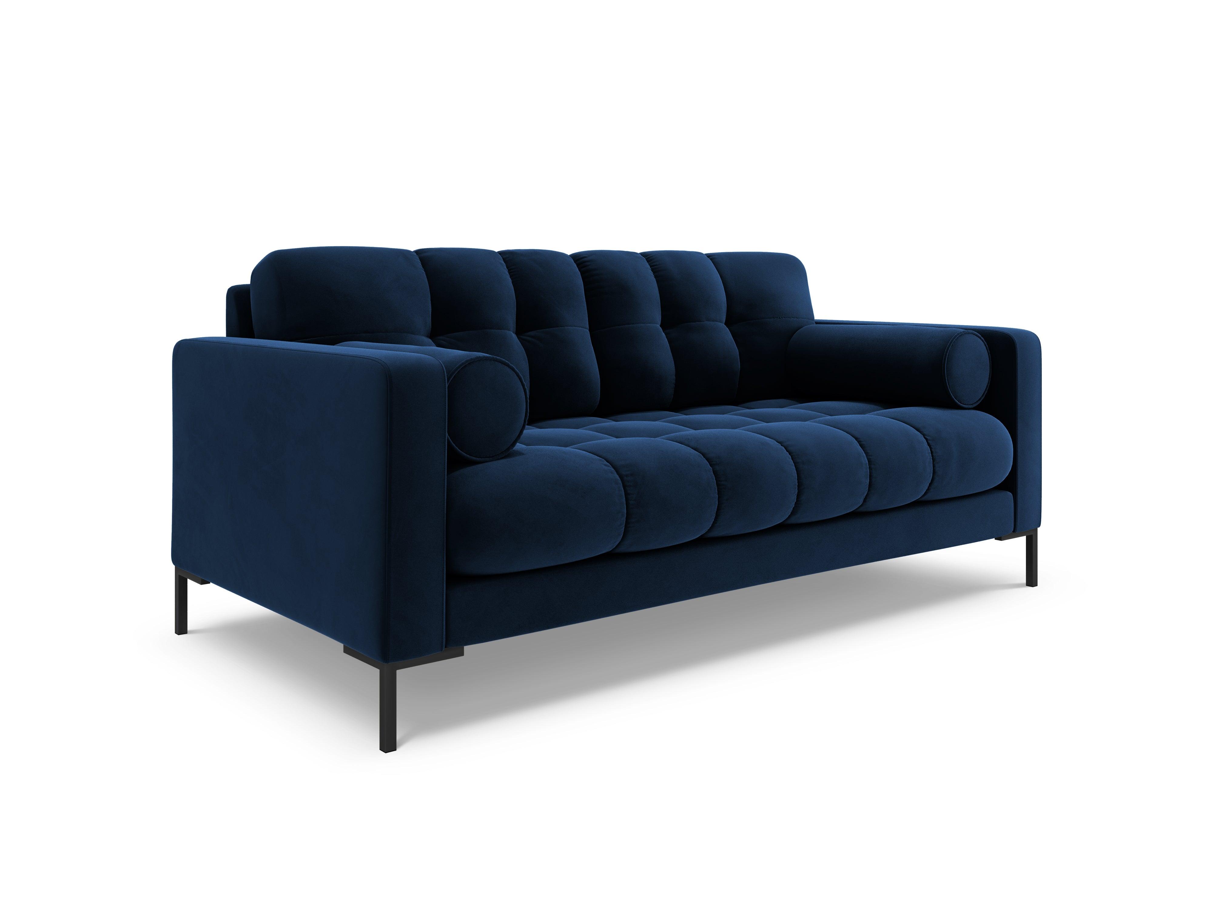 Sofa aksamitna 2-osobowa BALI granat królewski z czarną podstawą Cosmopolitan Design Eye on Design