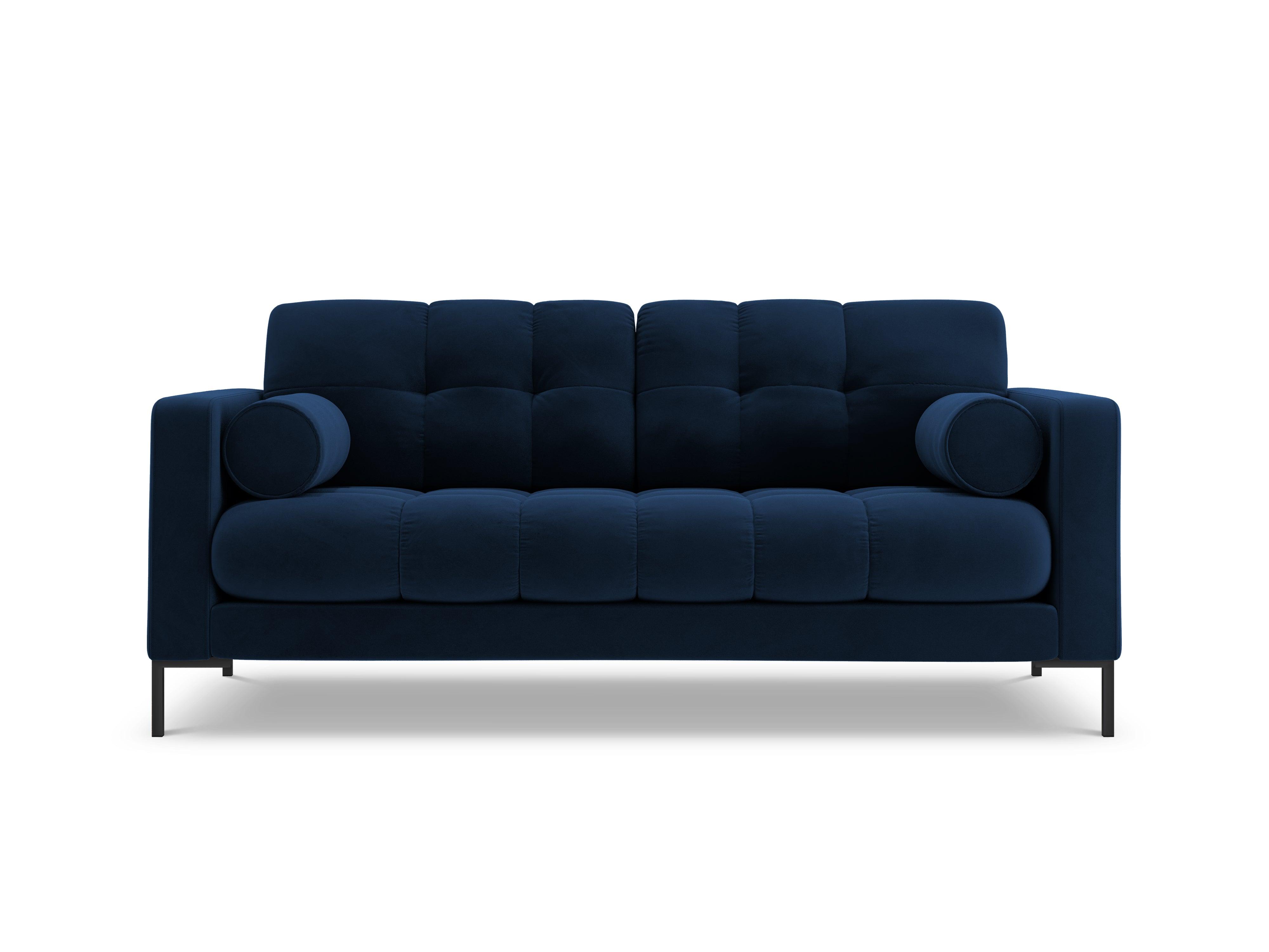 Sofa aksamitna 2-osobowa BALI granat królewski z czarną podstawą Cosmopolitan Design Eye on Design