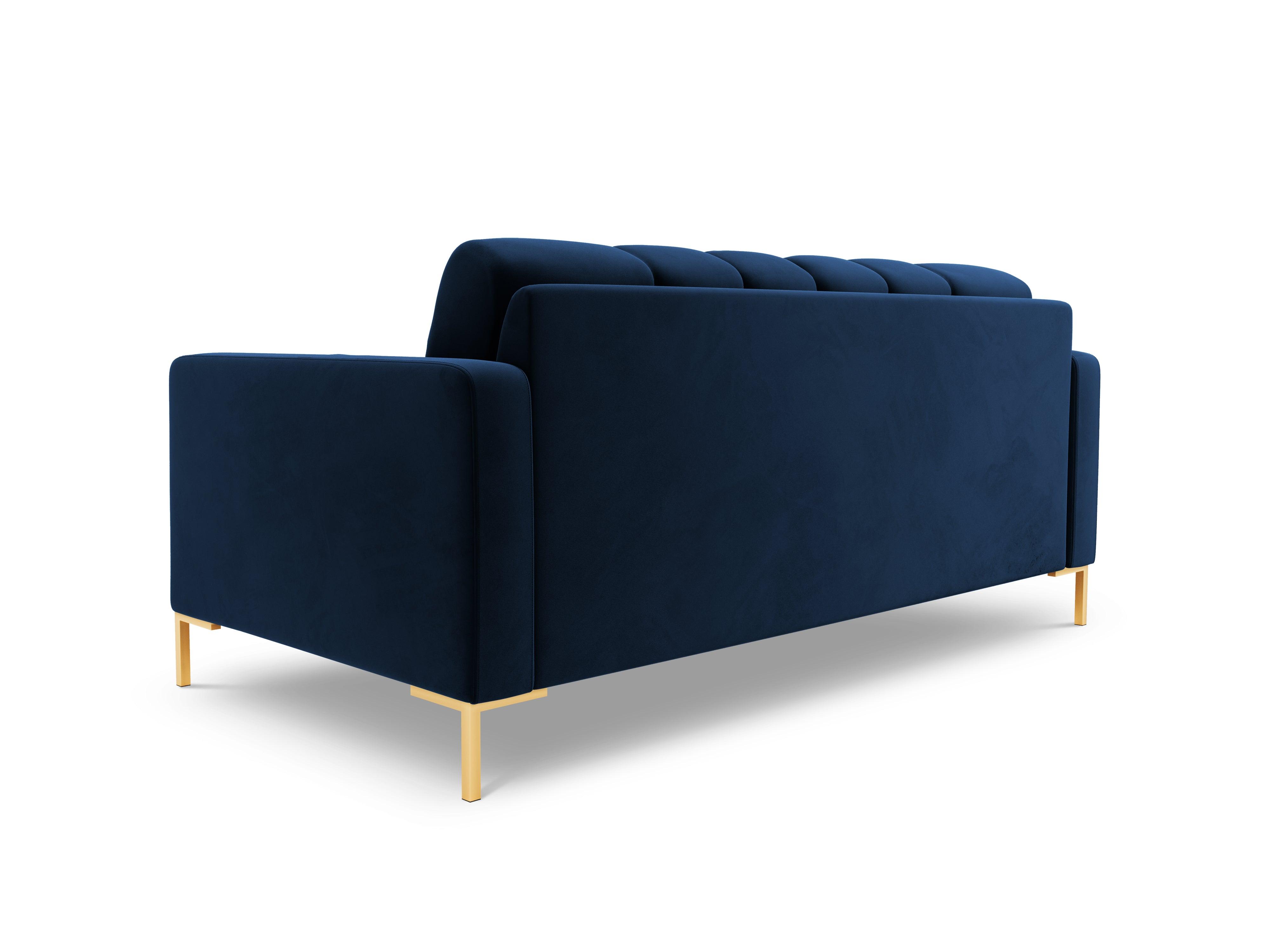 Sofa aksamitna 2-osobowa BALI granat królewski ze złotą podstawą Cosmopolitan Design Eye on Design