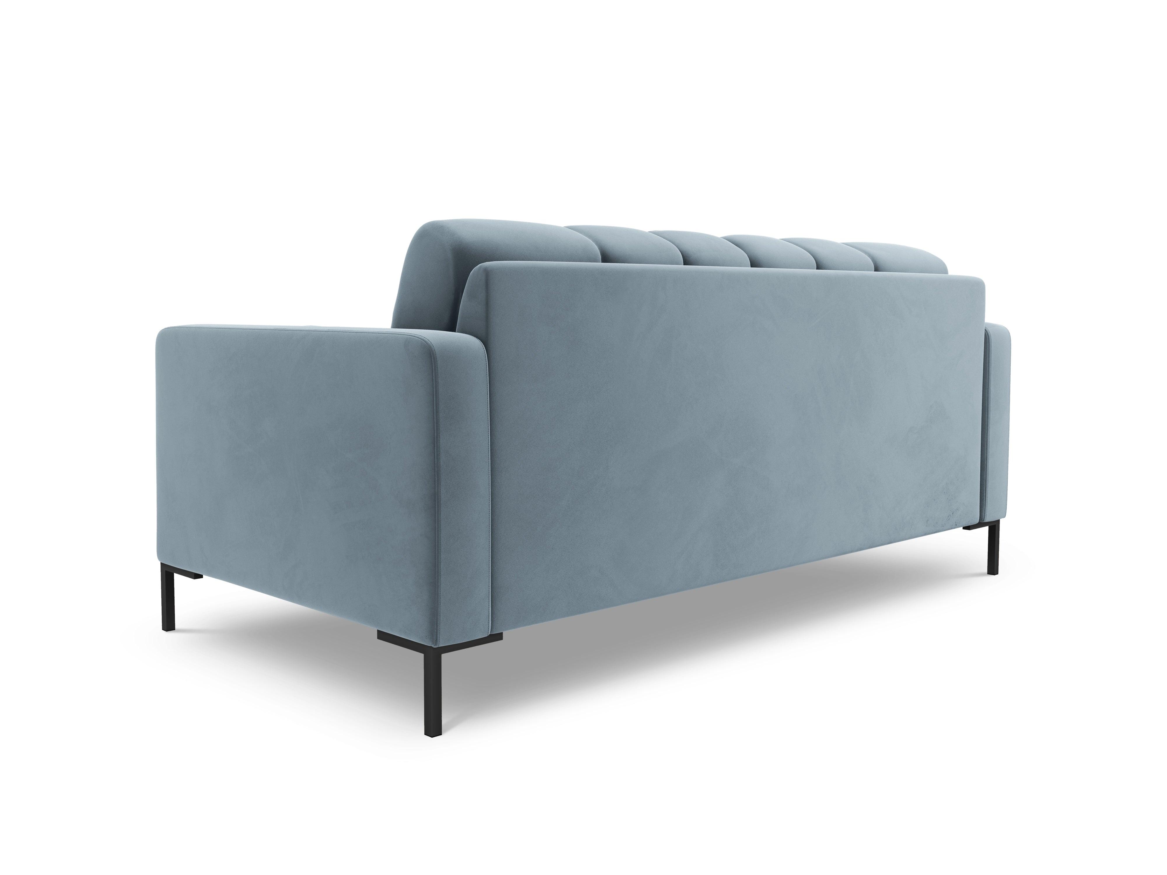 Sofa aksamitna 2-osobowa BALI jasnoniebieski z czarną podstawą Cosmopolitan Design Eye on Design