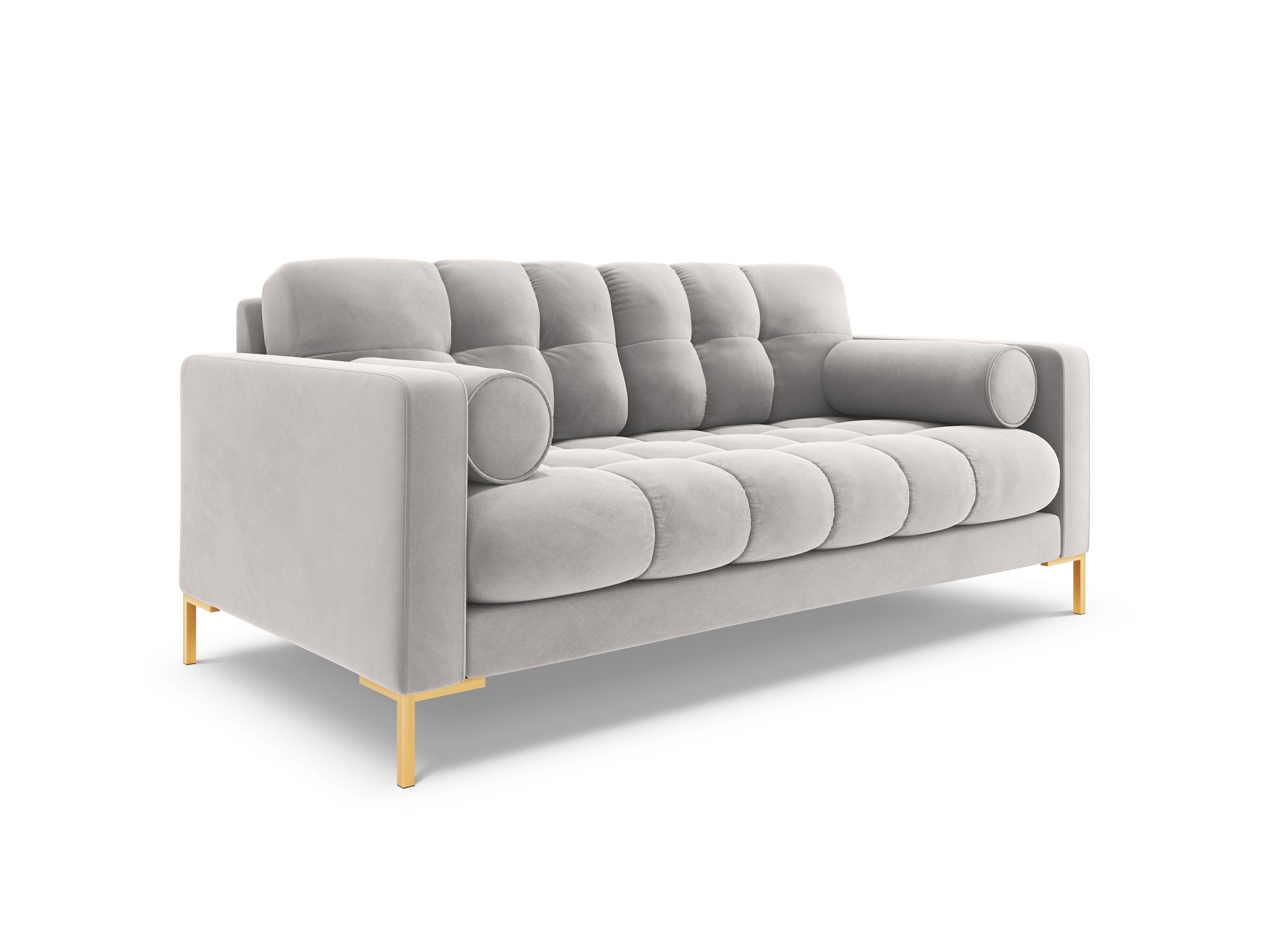 Sofa aksamitna 2-osobowa BALI srebrny ze złotą podstawą Cosmopolitan Design Eye on Design