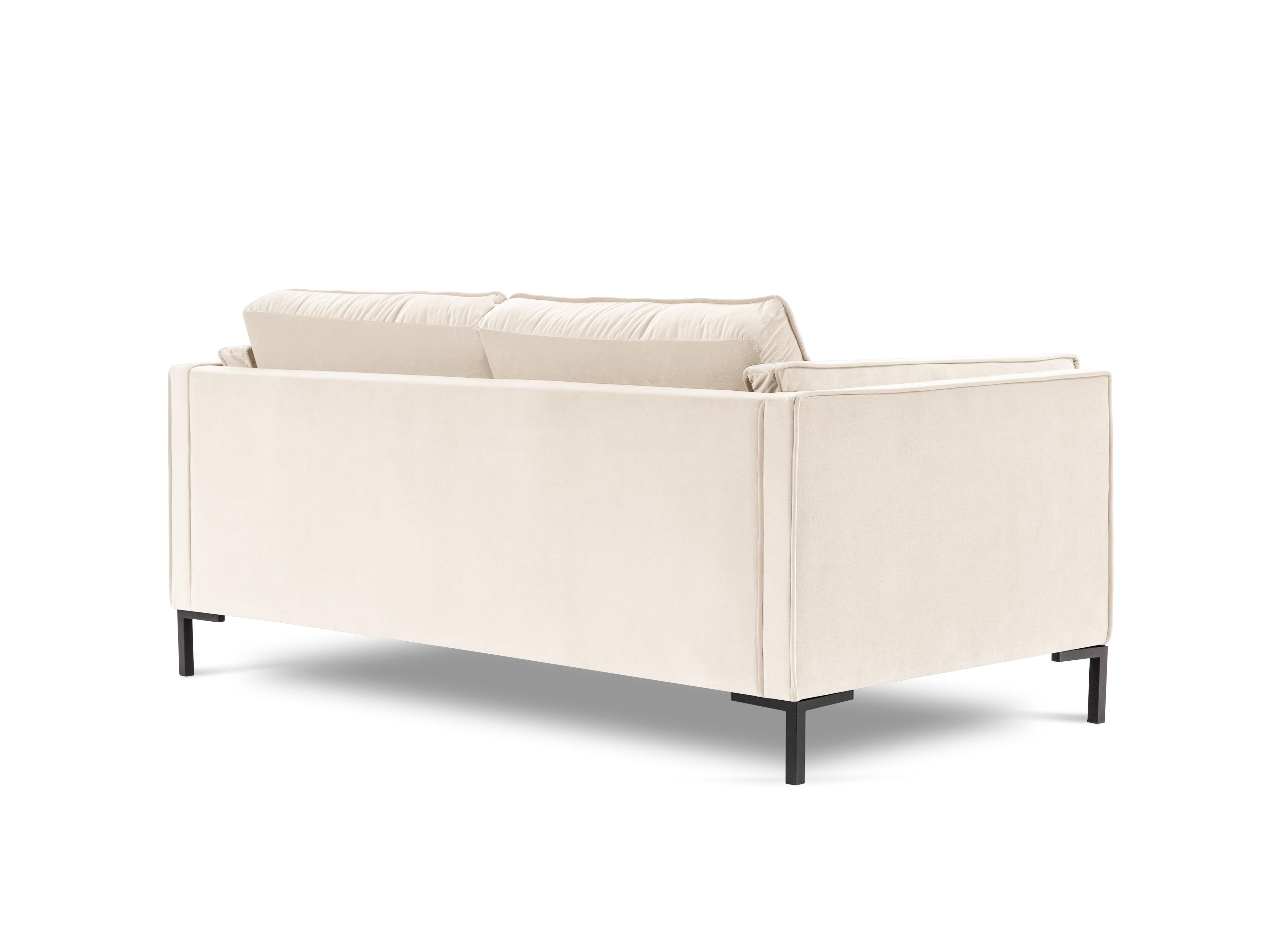Sofa aksamitna 2-osobowa LUIS beżowy z czarną podstawą Milo Casa Eye on Design
