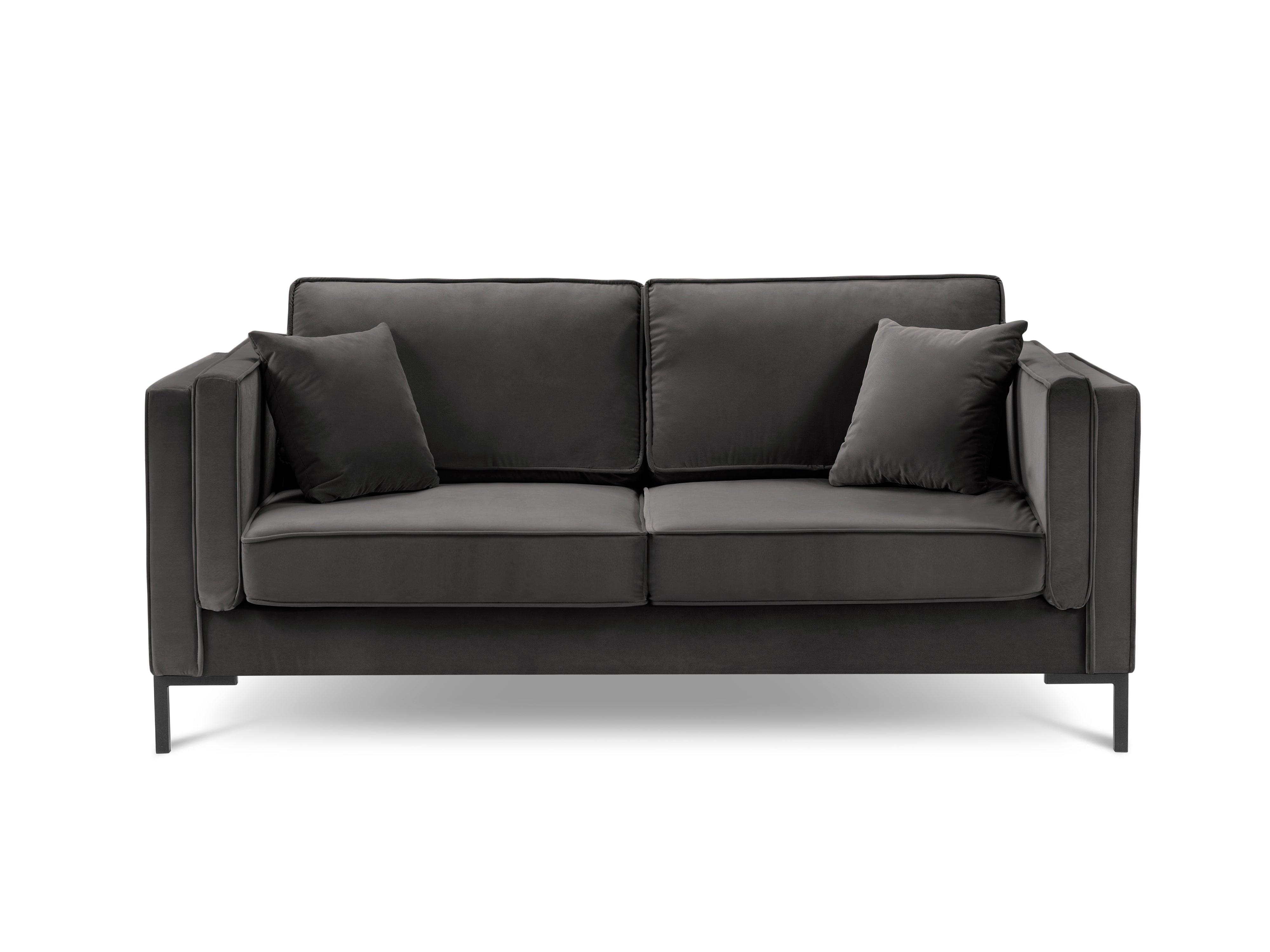 Sofa aksamitna 2-osobowa LUIS ciemnoszary z czarną podstawą Milo Casa Eye on Design