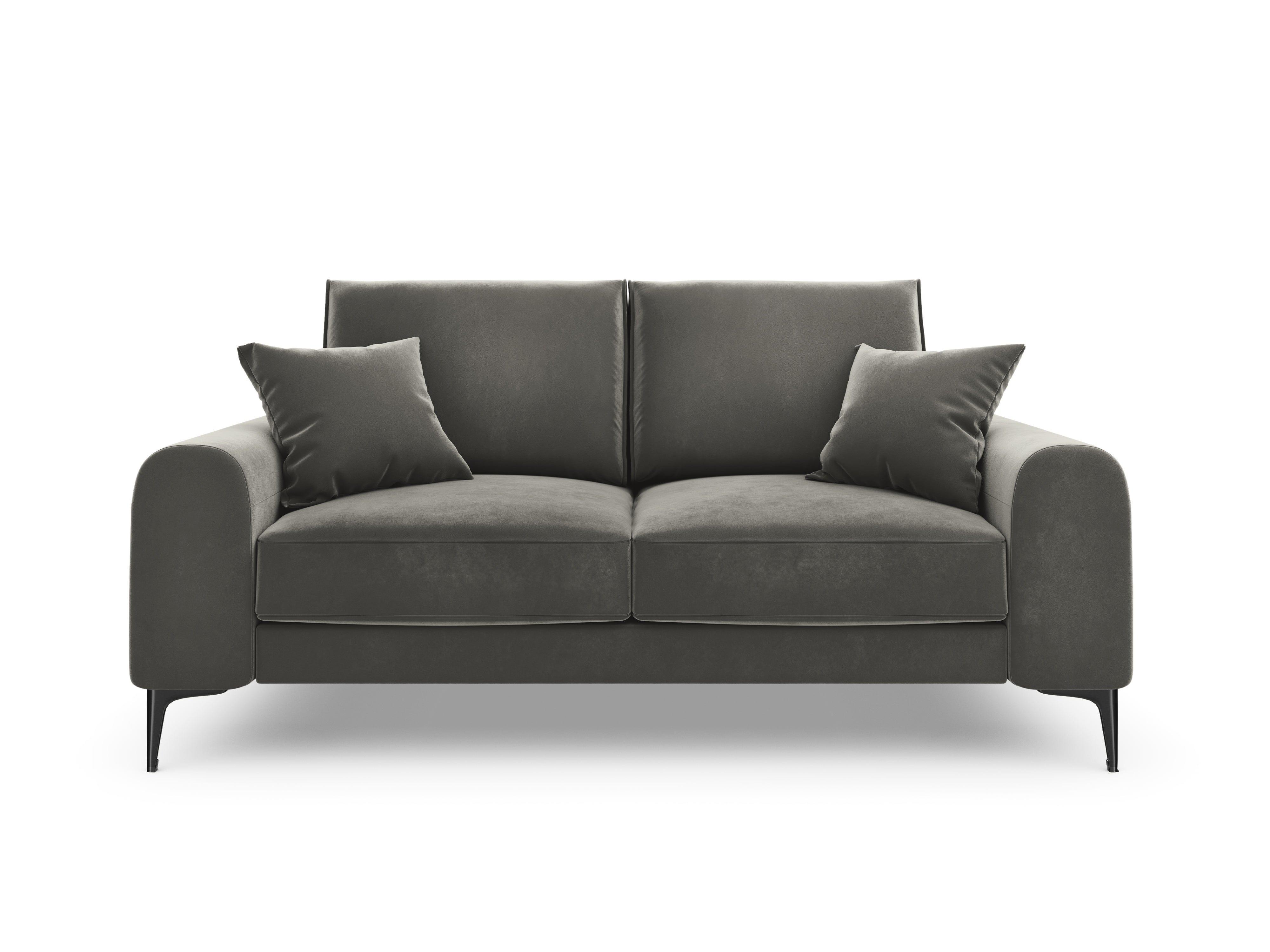 Sofa aksamitna 2-osobowa MADARA szary z czarną podstawą Mazzini Sofas Eye on Design