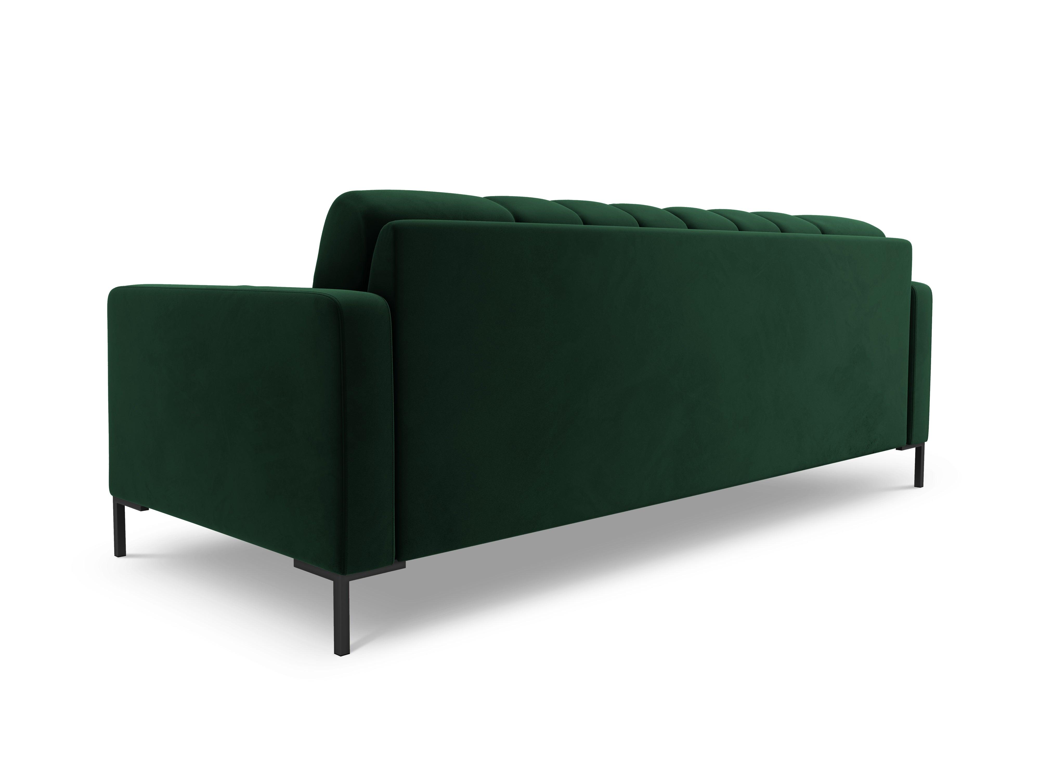 Sofa aksamitna 3-osobowa BALI butelkowa zieleń z czarną podstawą Cosmopolitan Design Eye on Design