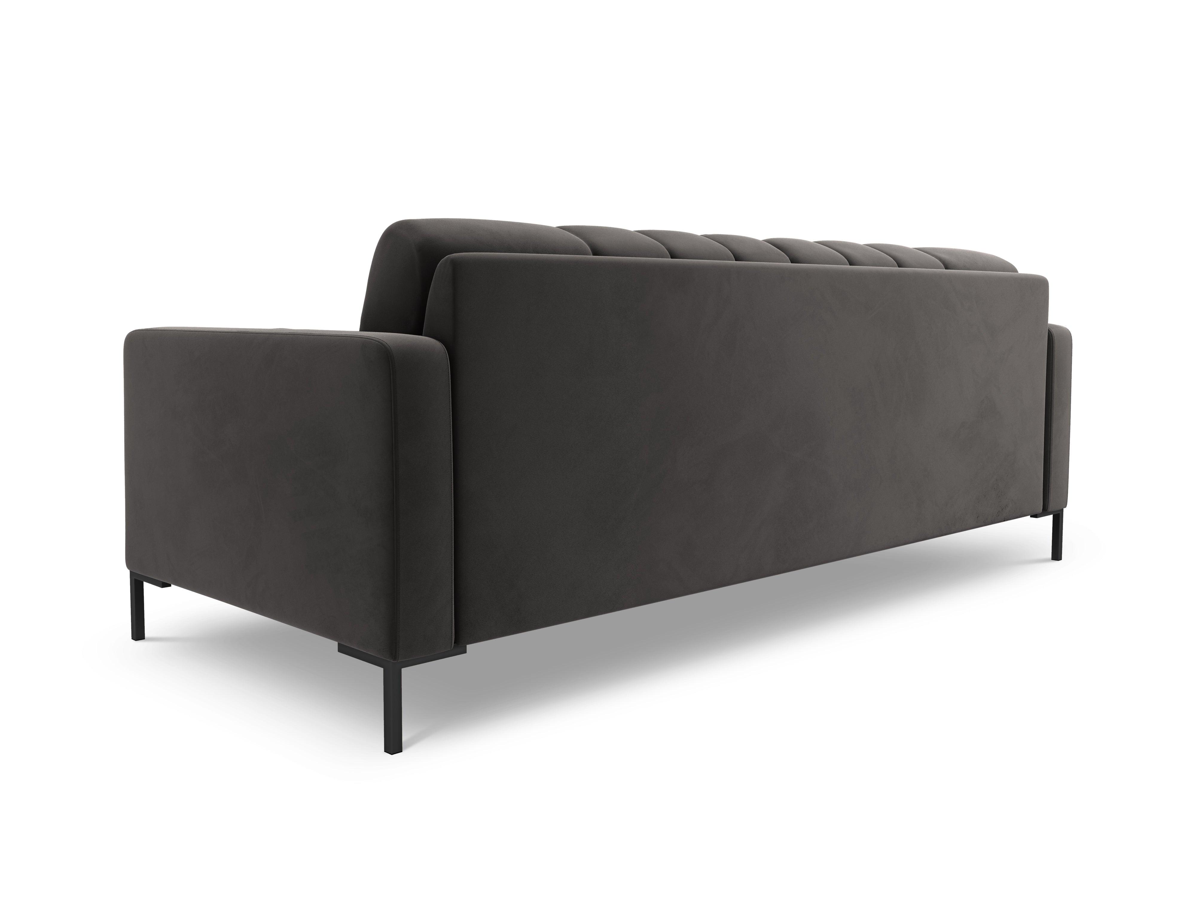 Sofa aksamitna 3-osobowa BALI ciemnoszary z czarną podstawą Cosmopolitan Design Eye on Design