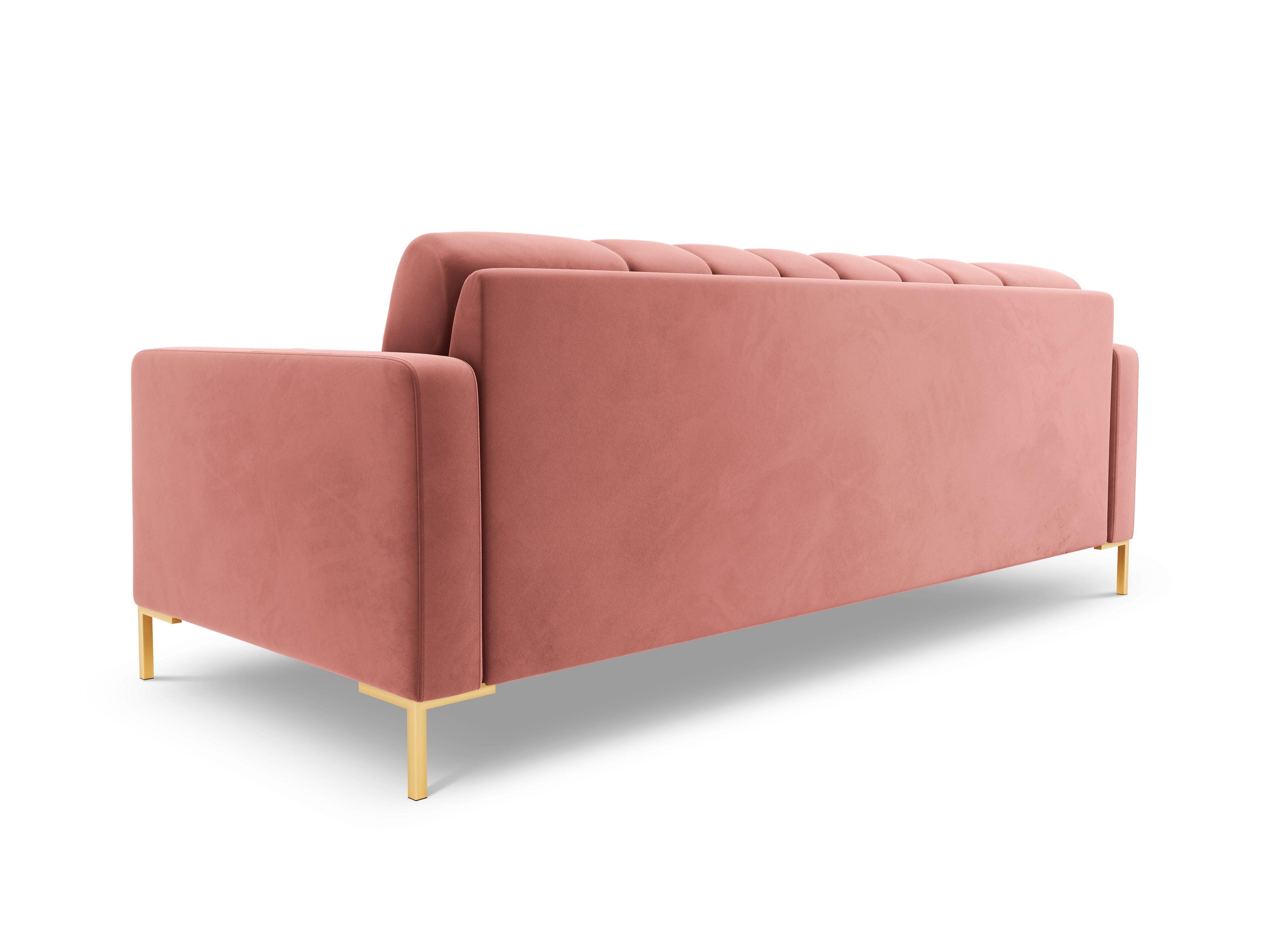 Sofa aksamitna 3-osobowa BALI różowy ze złotą podstawą Cosmopolitan Design Eye on Design