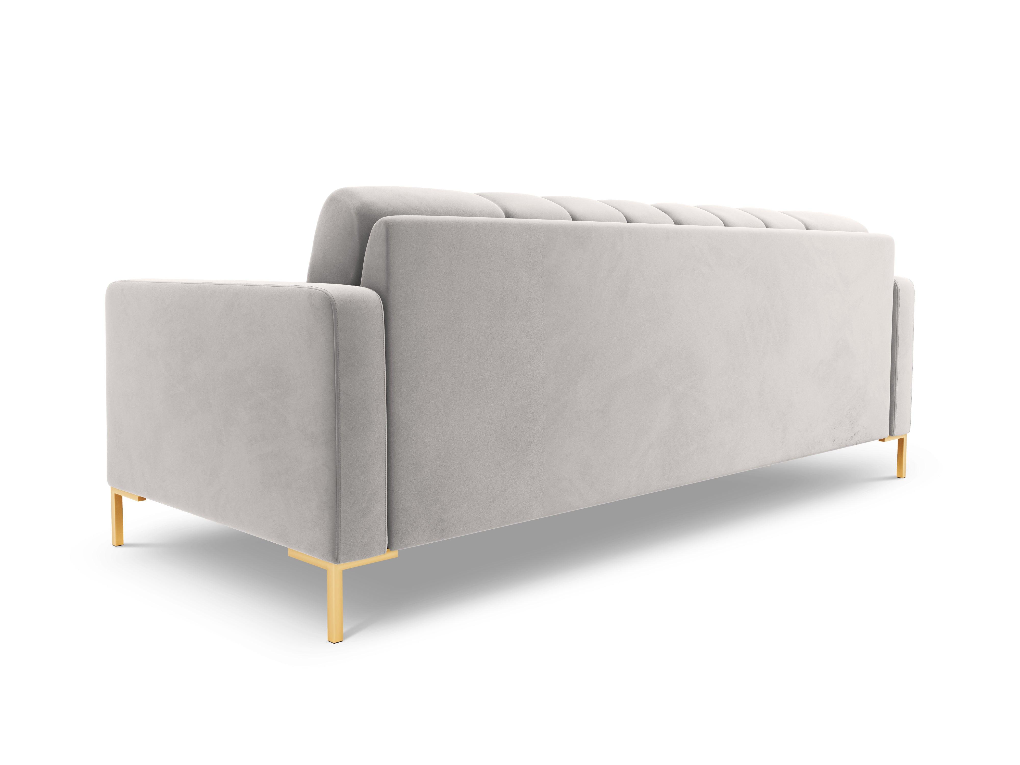 Sofa aksamitna 3-osobowa BALI srebrny ze złotą podstawą Cosmopolitan Design Eye on Design
