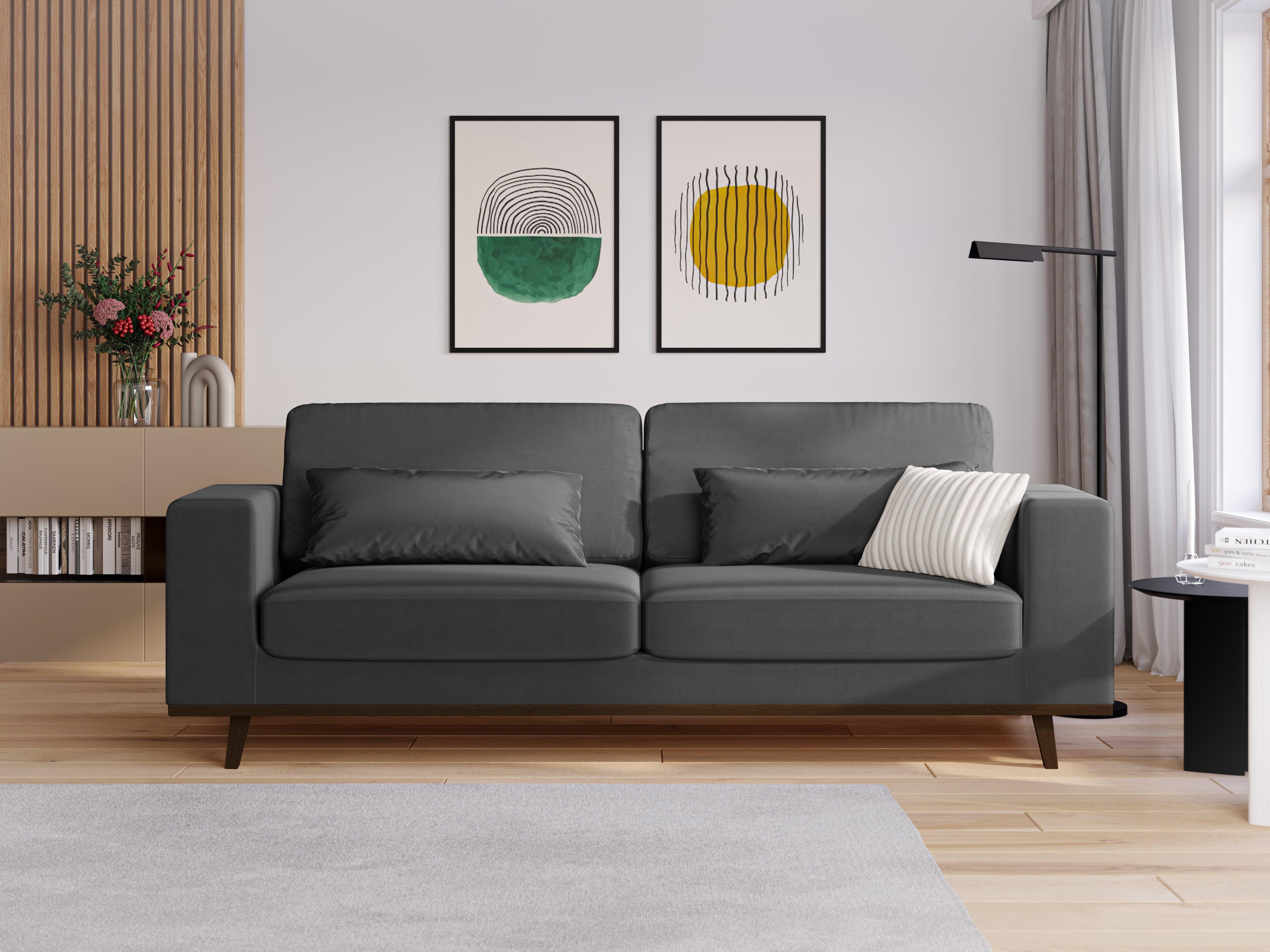 Sofa aksamitna 3-osobowa HEBE ciemnoszary Mazzini Sofas Eye on Design
