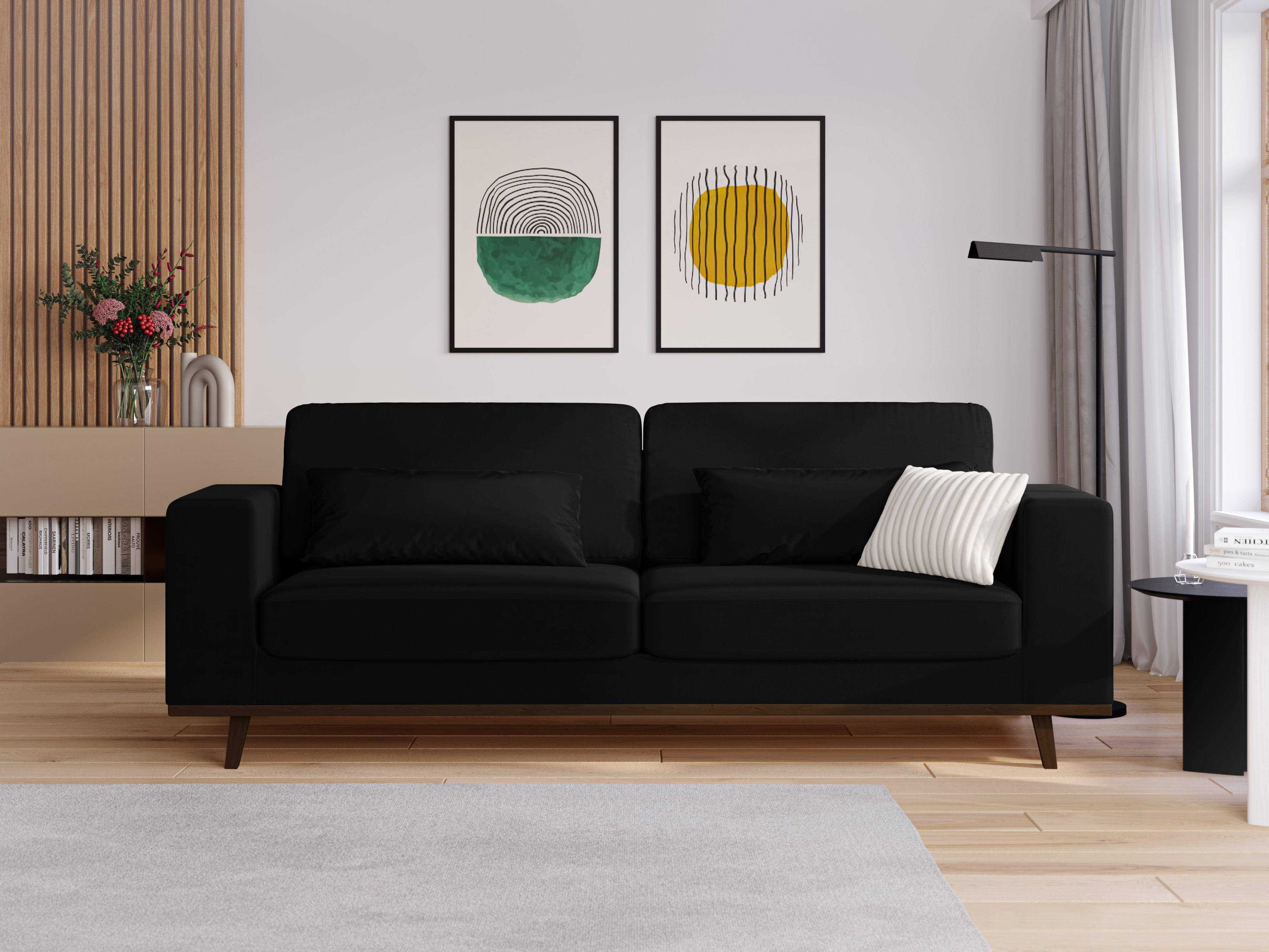 Sofa aksamitna 3-osobowa HEBE czarny Mazzini Sofas Eye on Design